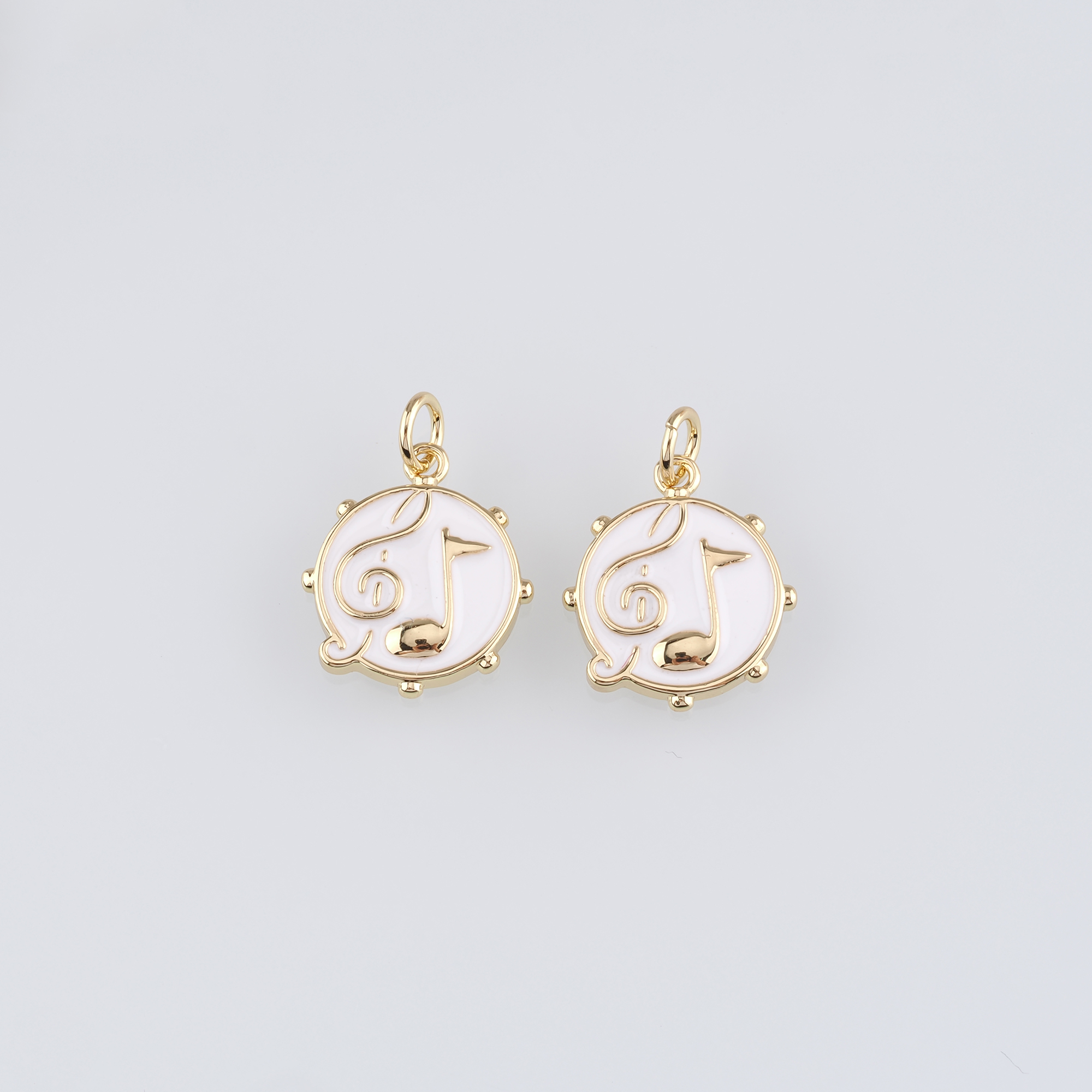 18K Gold Filled Musical Note Pendant,Enamel Music Charm Earrings Necklace for DIY Jewelry Making Supply