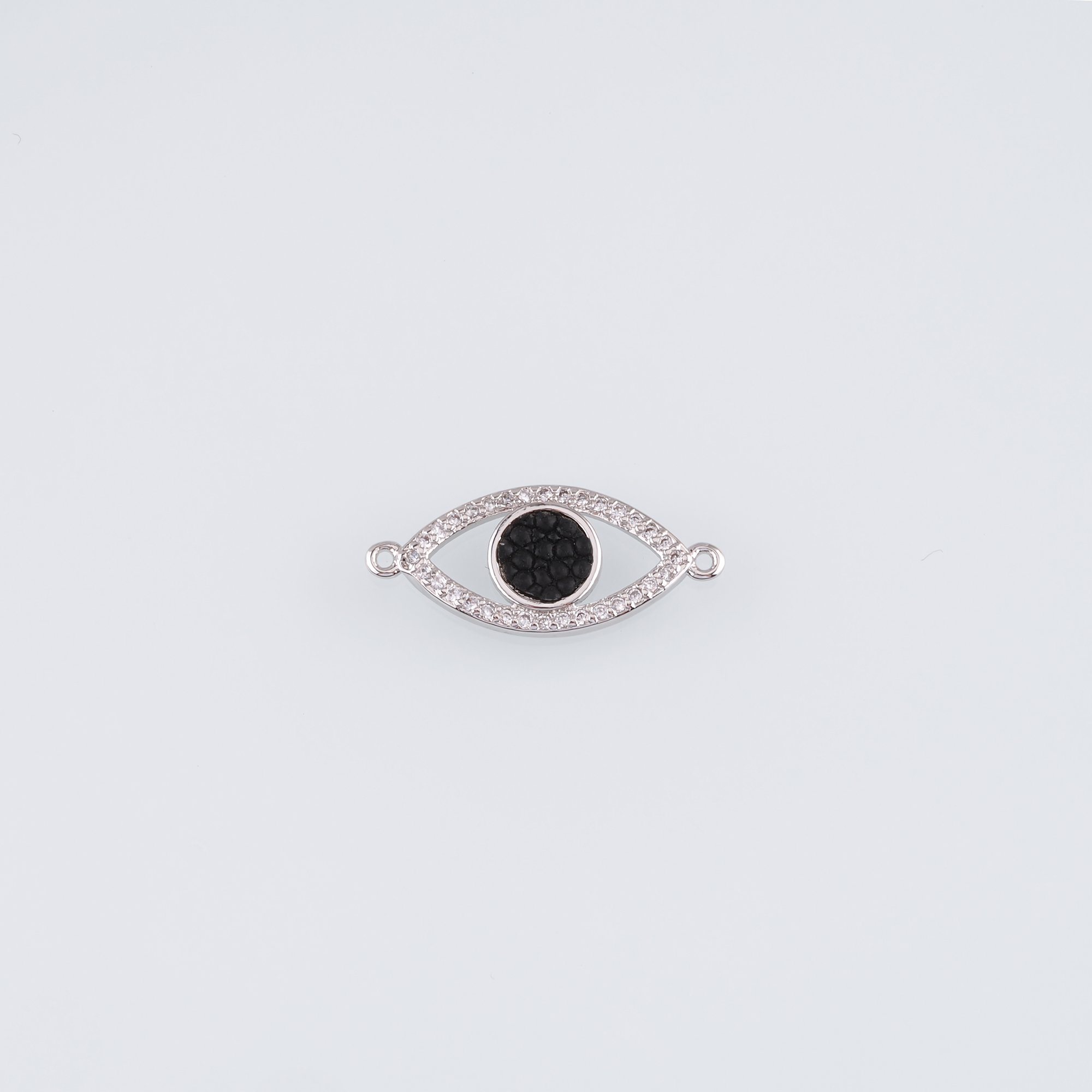 18K Gold Filled Evil Eye Connector,CZ Micro Pave Evil Eye Charm Necklace Bracelet for DIY Jewelry Making Supply