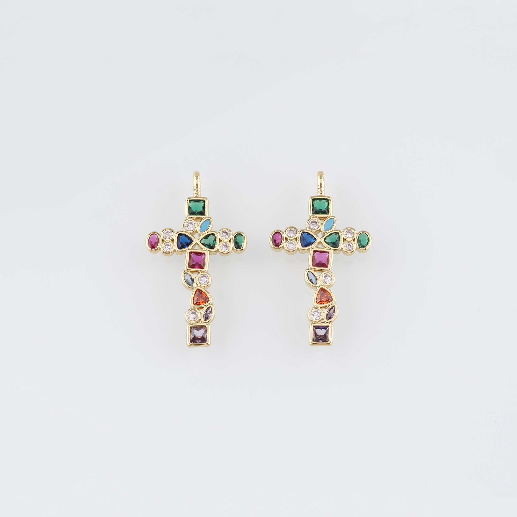 18K Gold Filled Cross Pendant,Religious Charm Earrings Necklace for DIY Jewelry Making Supply