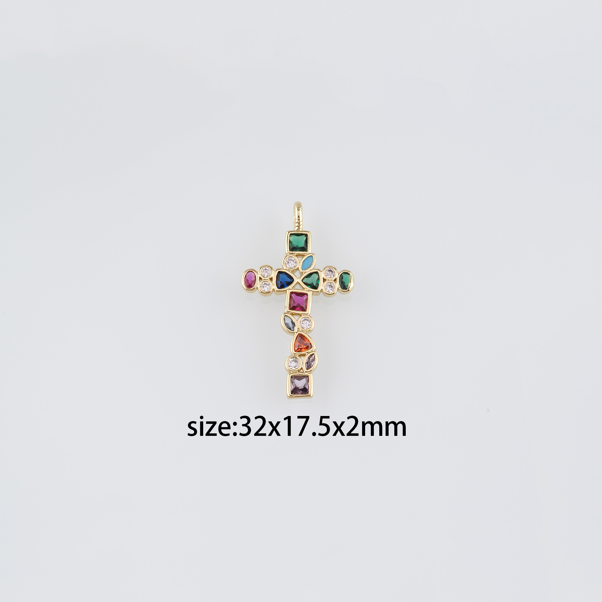 18K Gold Filled Cross Pendant,Religious Charm Earrings Necklace for DIY Jewelry Making Supply