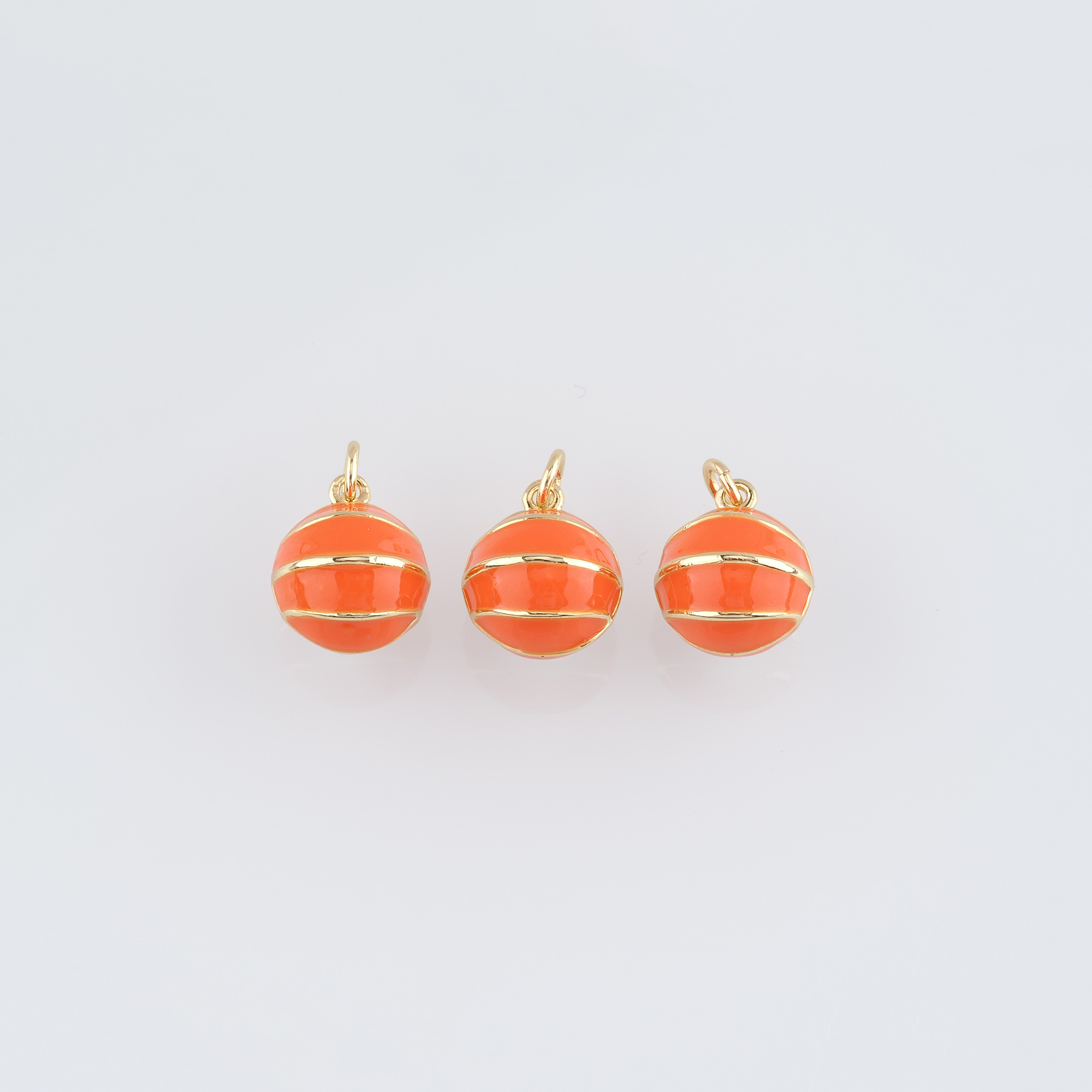 18K Gold Filled Basketball Pendant,Enamel Basketball Charm Earrings Necklace for DIY Jewelry Making Supply