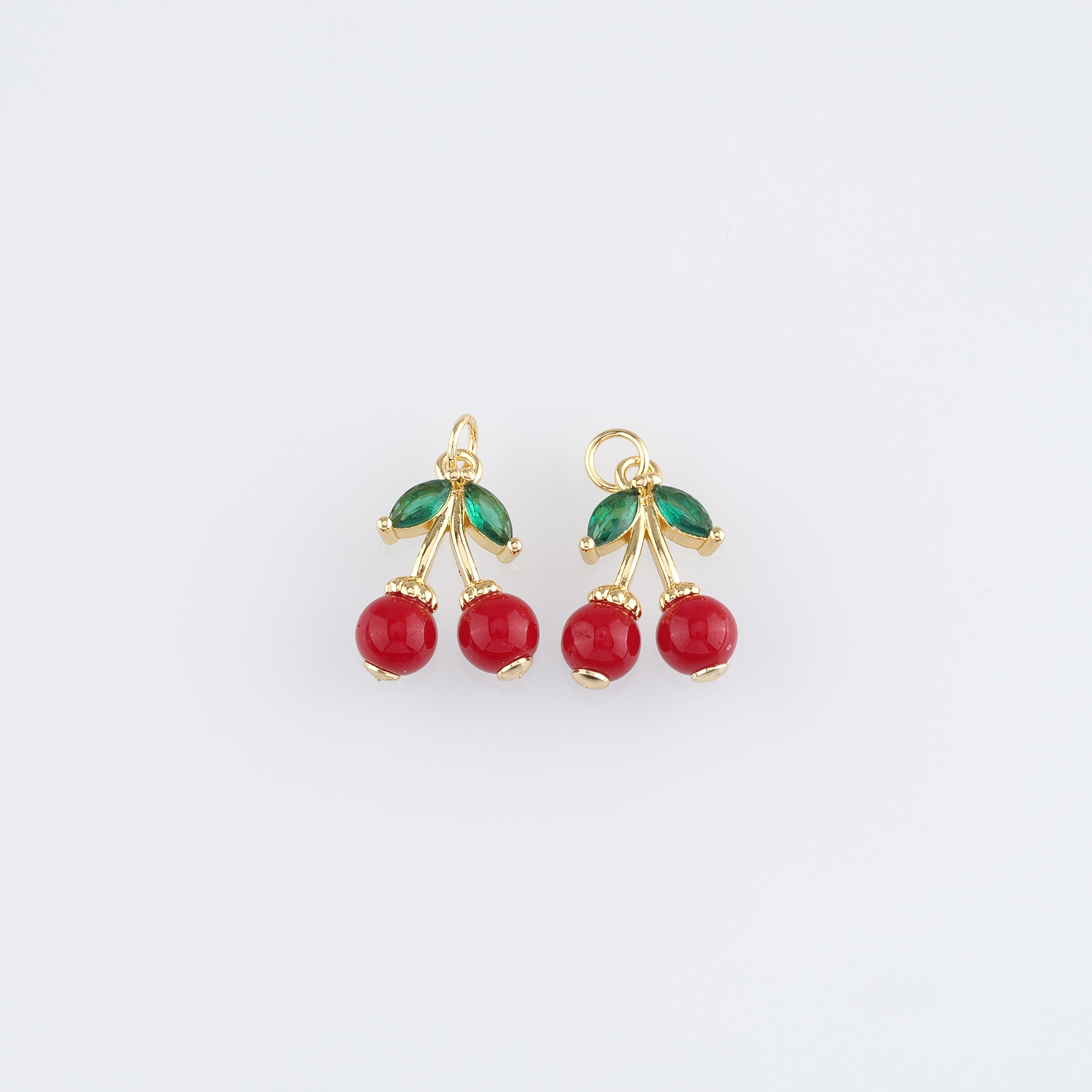 18K Gold Filled Cherry Pendant,Fruit Charm Earrings Necklace for DIY Jewelry Making Supply
