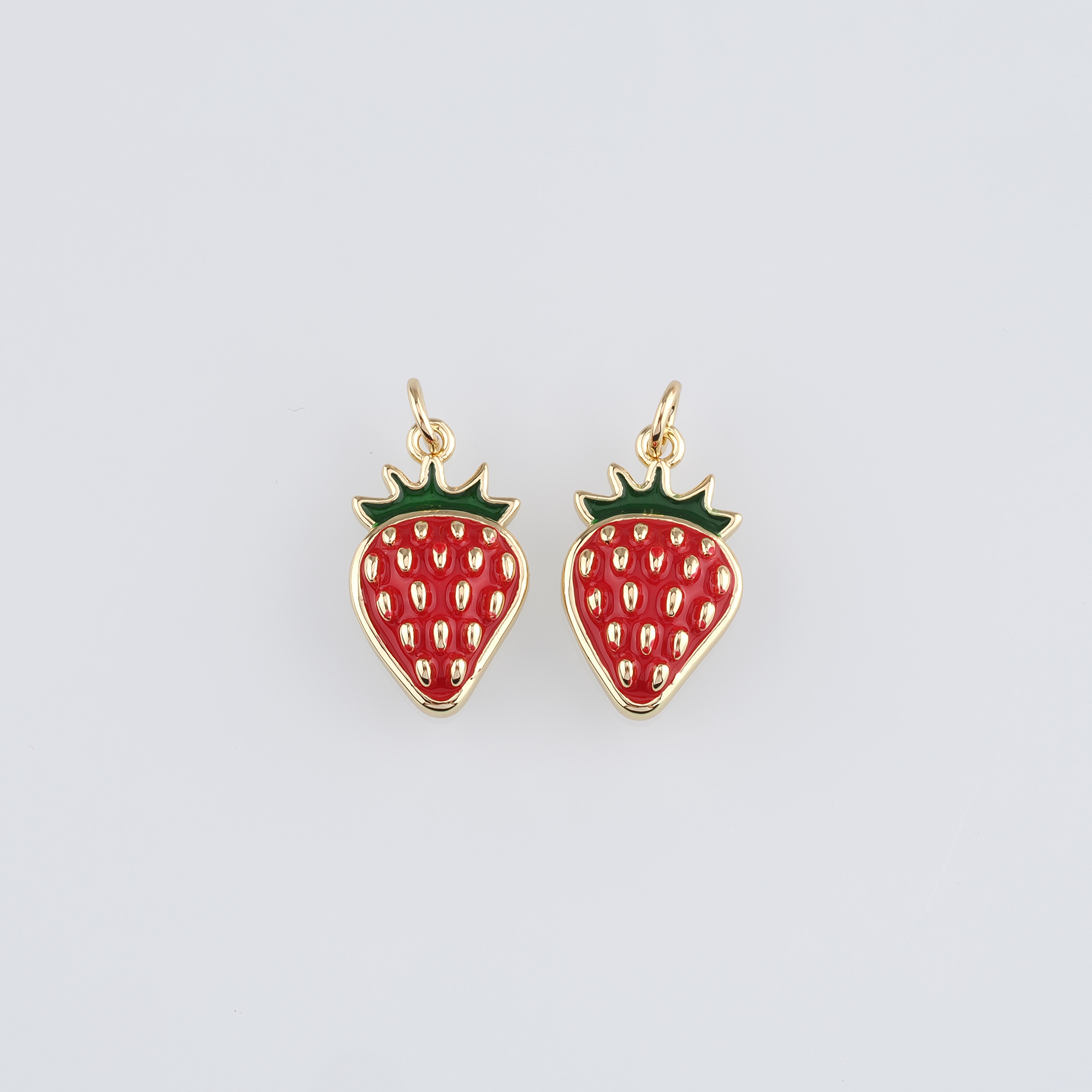 18K Gold Filled Strawberry Pendant,Enamel Strawberry Charm Earrings Necklace for DIY Jewelry Making Supply
