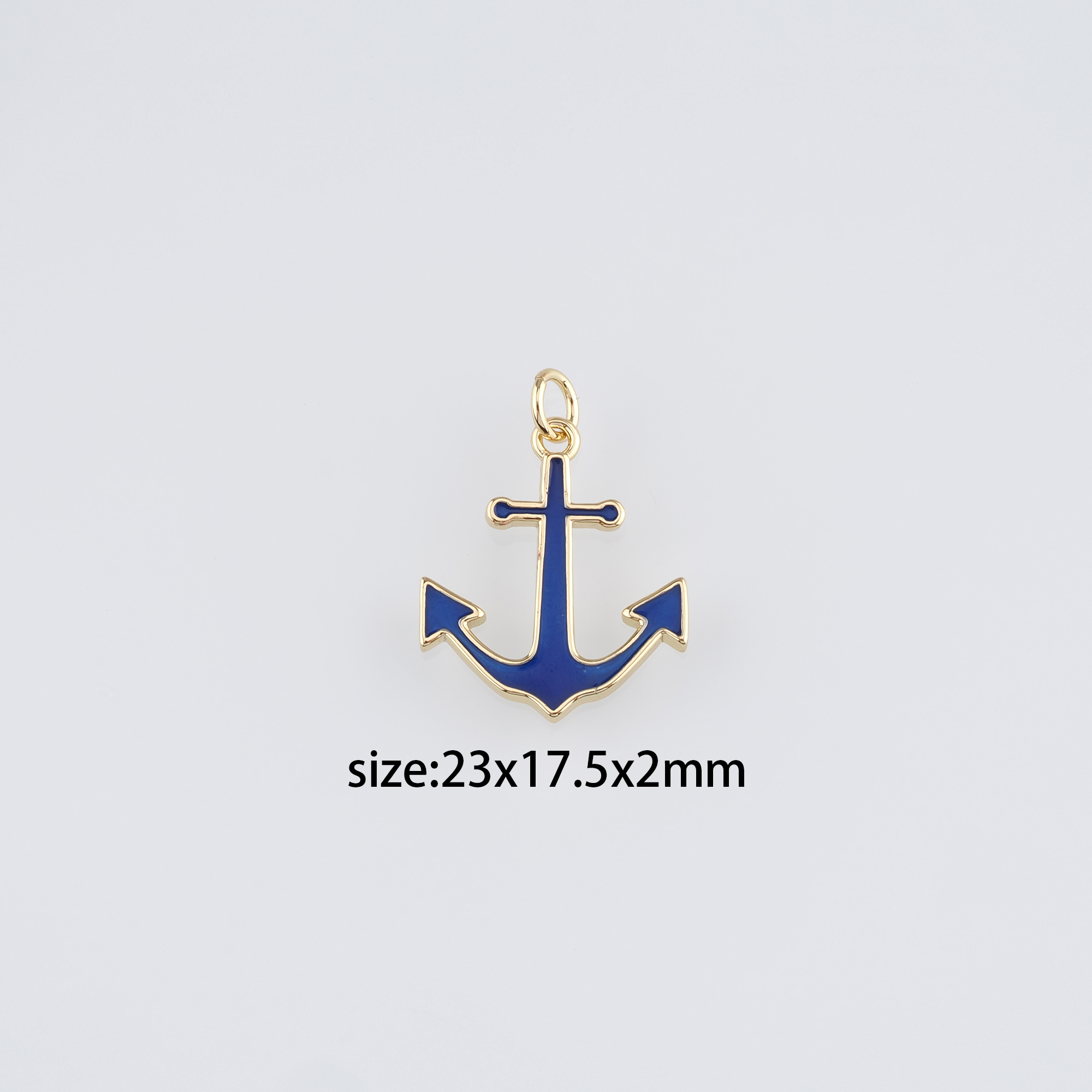 18K Gold Filled Anchor Pendant,Enamel Anchor Charm Earrings Necklace for DIY Jewelry Making Supply