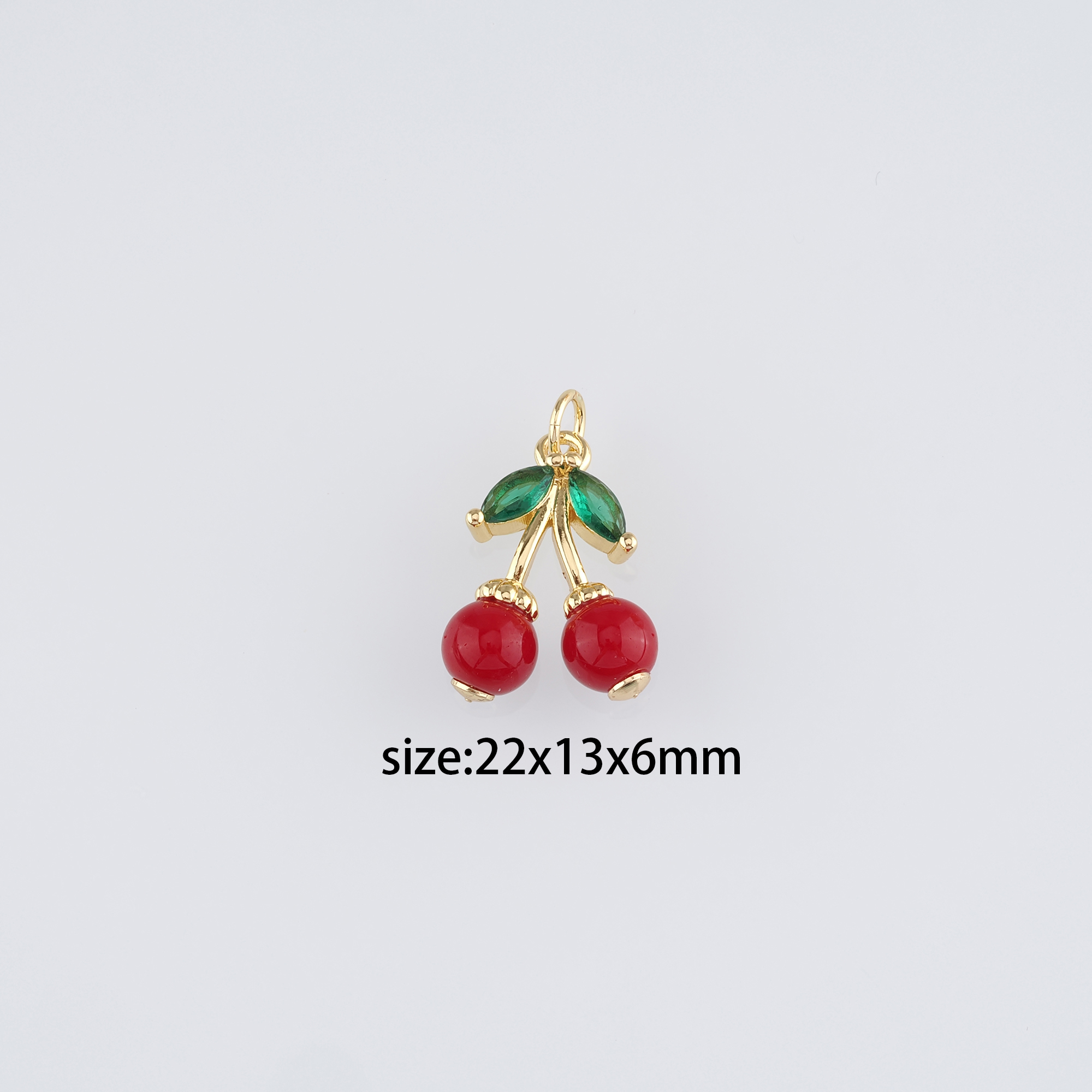 18K Gold Filled Cherry Pendant,Fruit Charm Earrings Necklace for DIY Jewelry Making Supply
