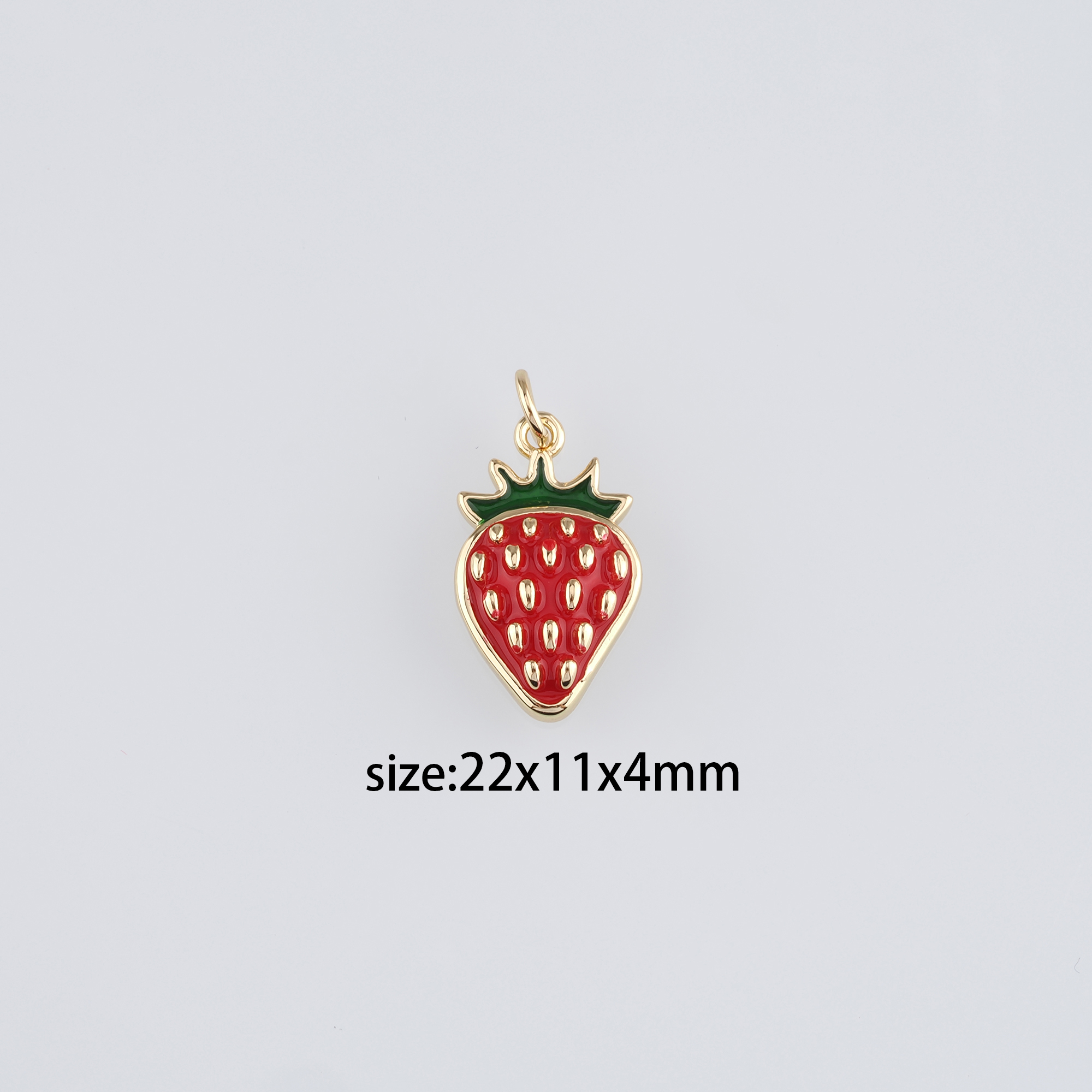 18K Gold Filled Strawberry Pendant,Enamel Strawberry Charm Earrings Necklace for DIY Jewelry Making Supply