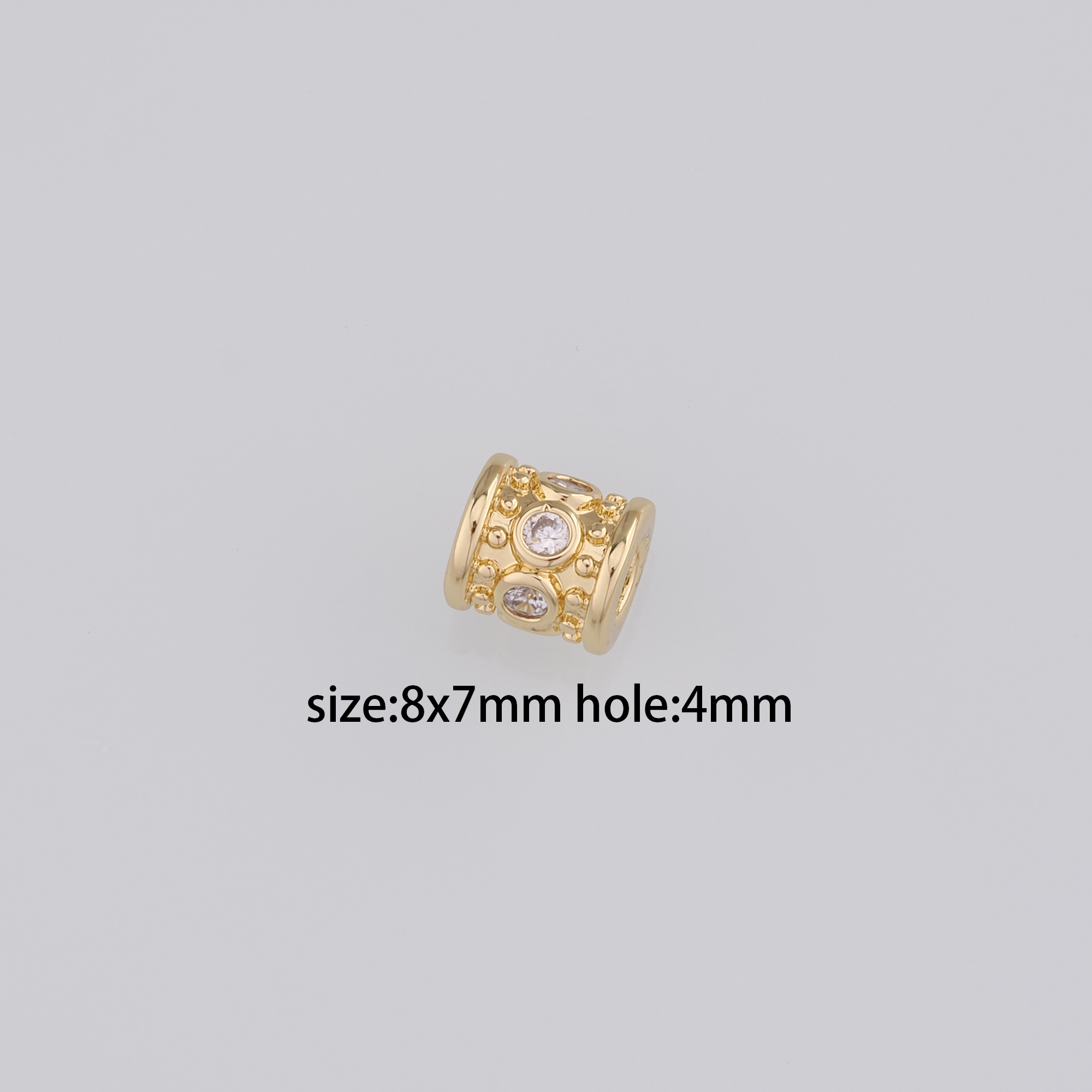 18K Gold Filled Cylinder Spacer Beads,CZ Micro Pave Barrel Beads for Bracelet Jewelry Necklace Making Supply