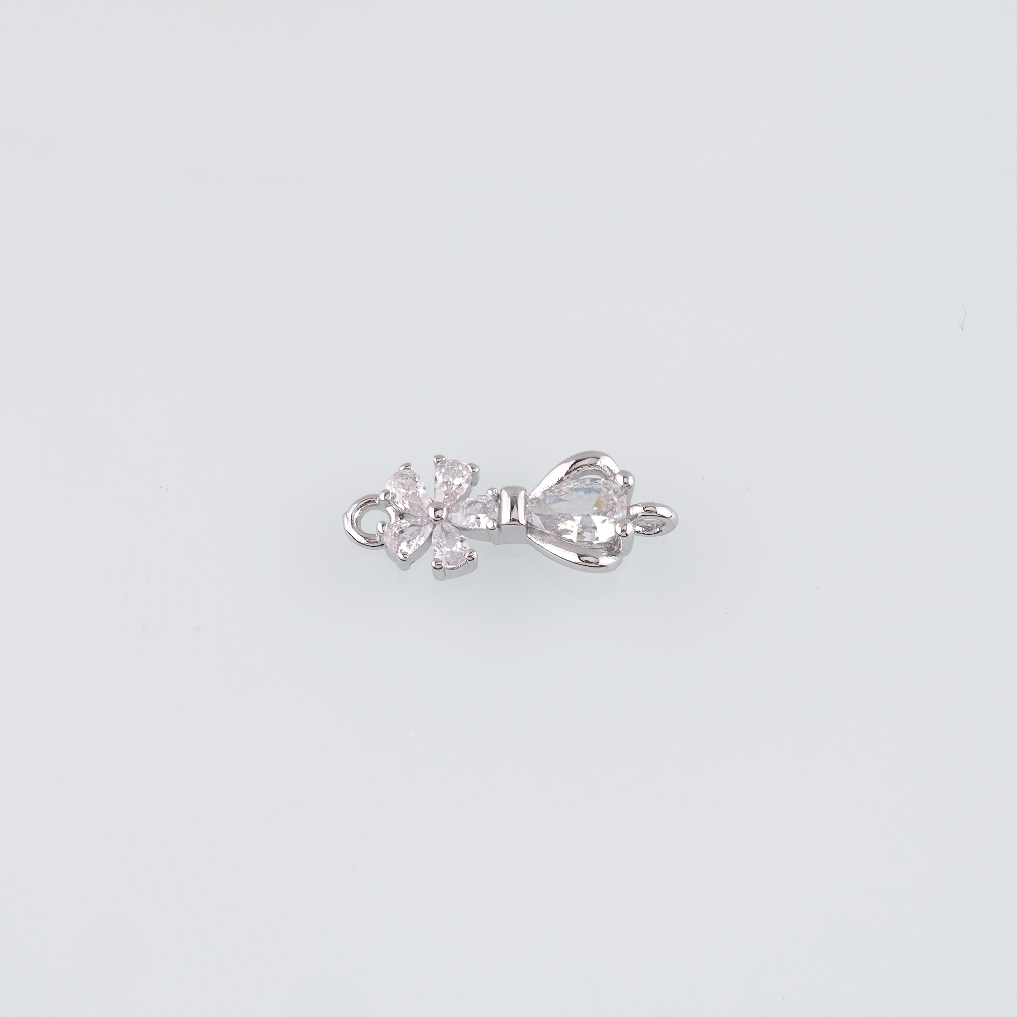 18K Gold Filled Flower Connector,CZ Micro Pave Floral Charm Necklace Bracelet for DIY Jewelry Making Supply