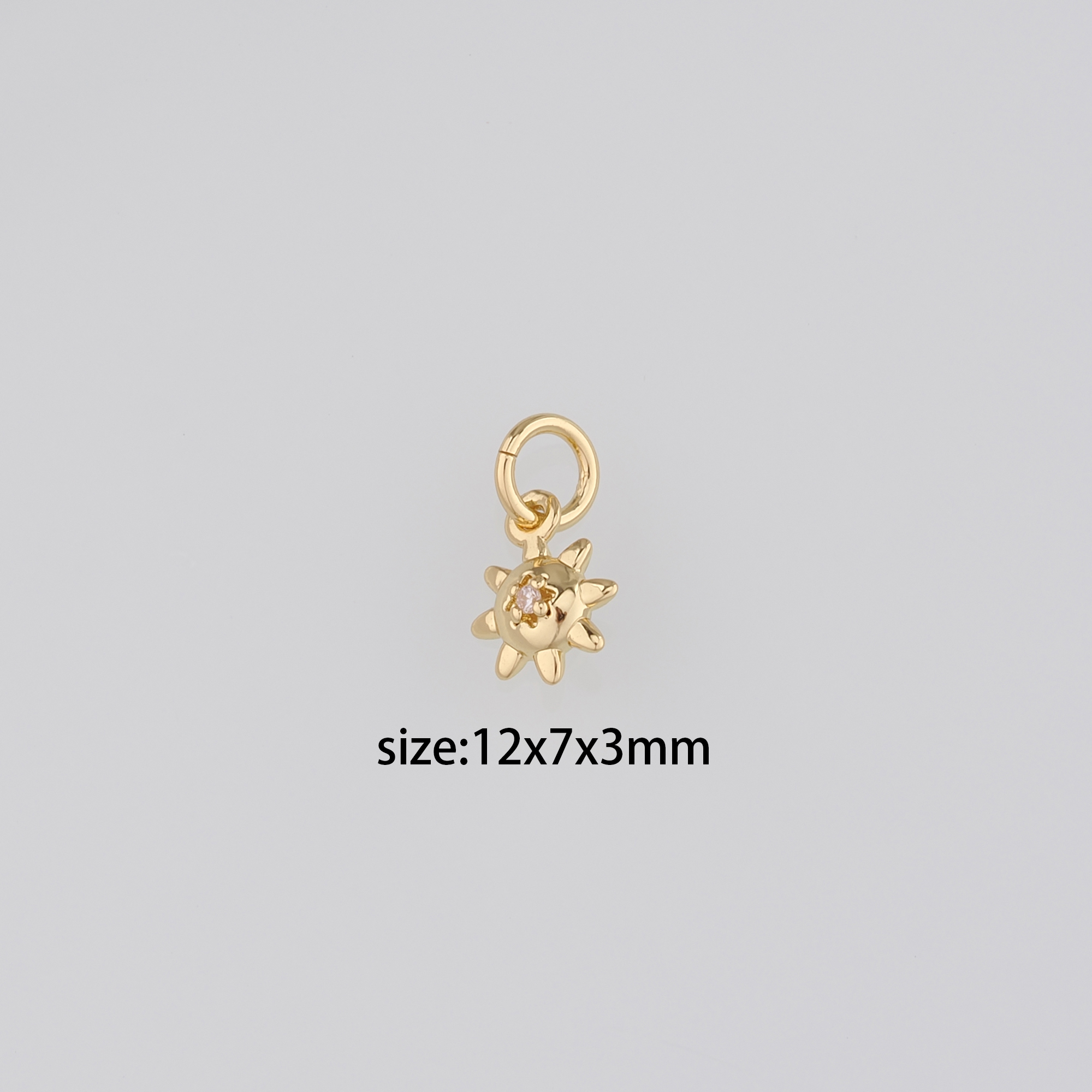 18K Gold Filled Tiny Sun Pendant,CZ Micro Pave Sun Charm Earrings Necklace for DIY Jewelry Making Supply