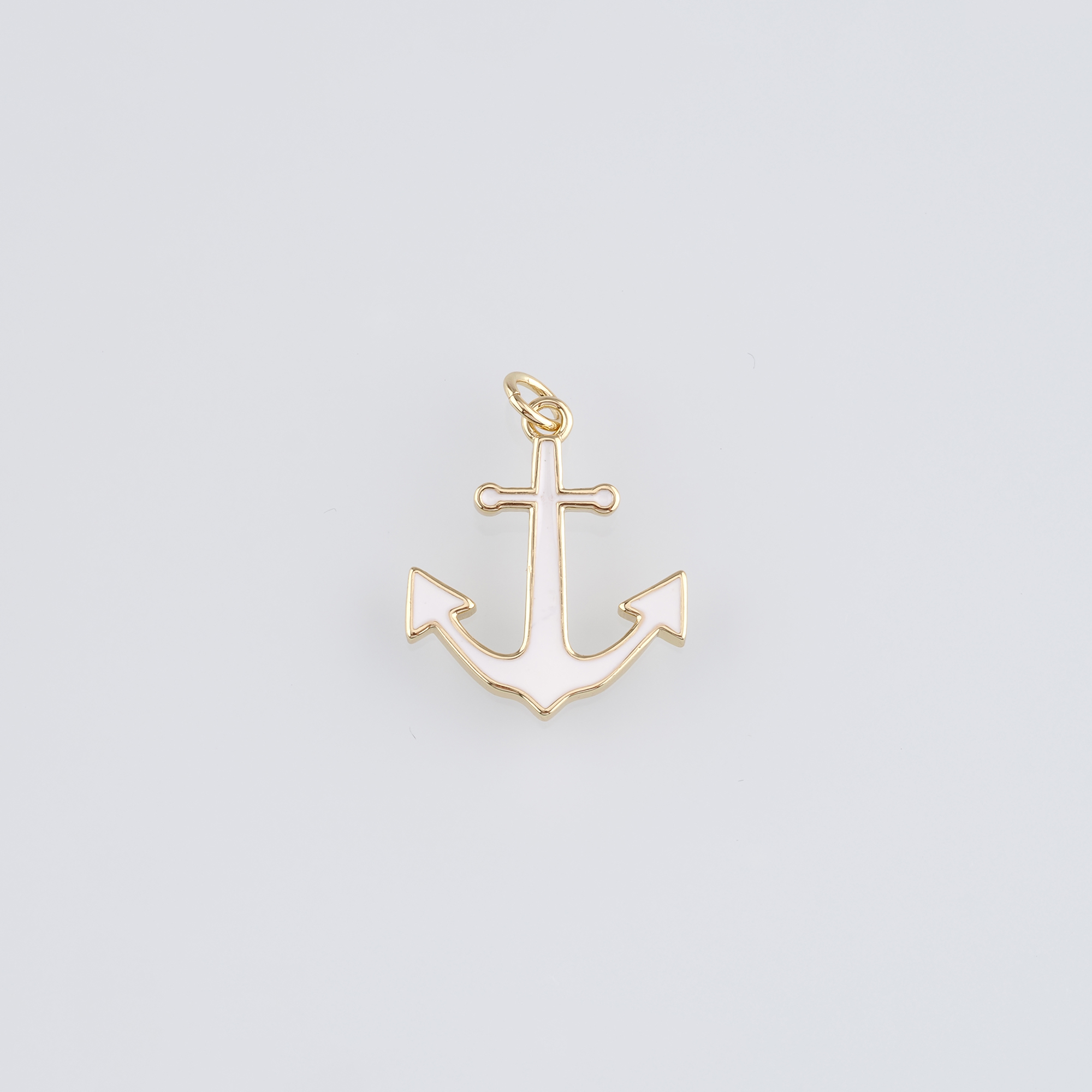 18K Gold Filled Anchor Pendant,Enamel Anchor Charm Earrings Necklace for DIY Jewelry Making Supply