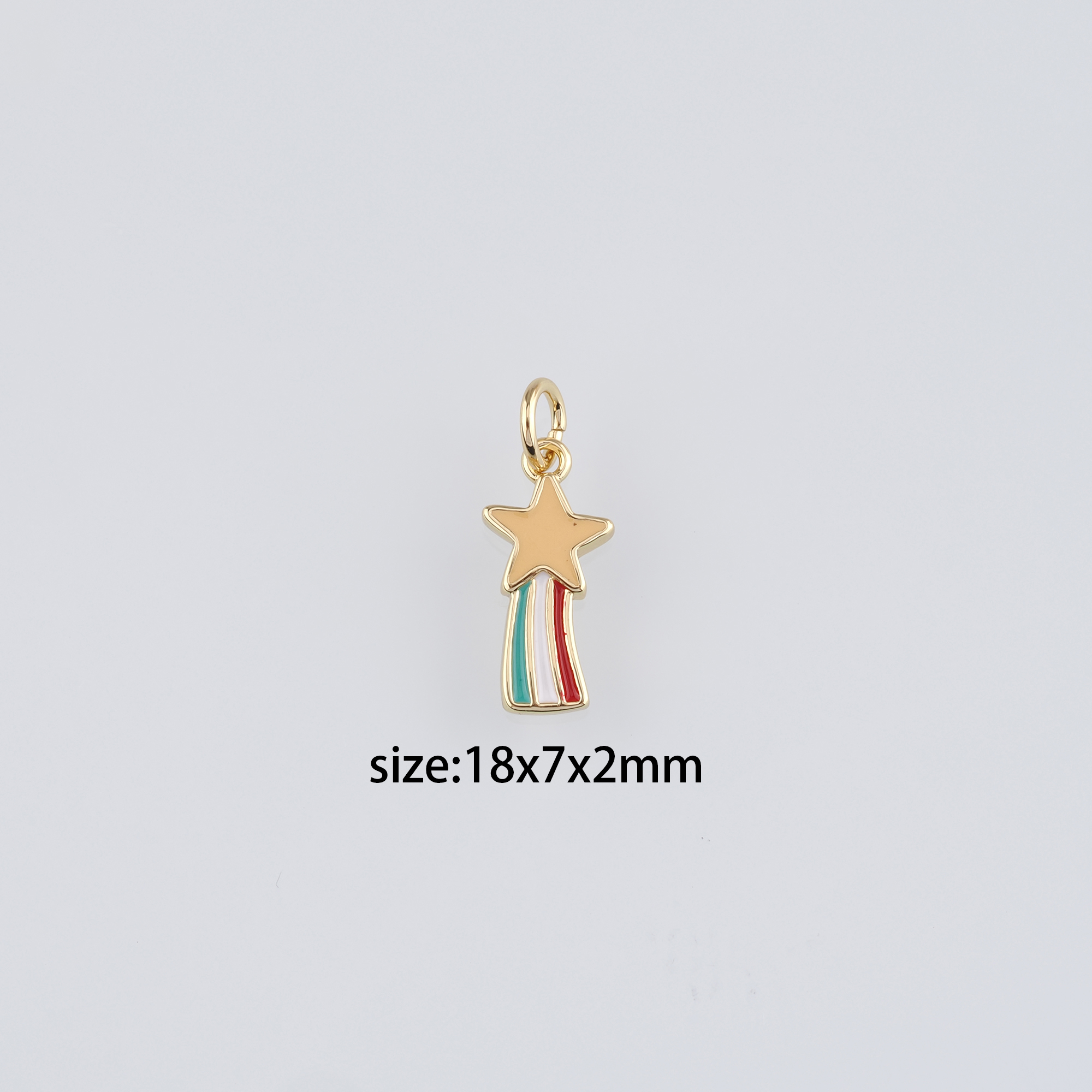 18K Gold Filled Shooting Star Pendant,Enamel Star Charm Earrings Necklace for DIY Jewelry Making Supply