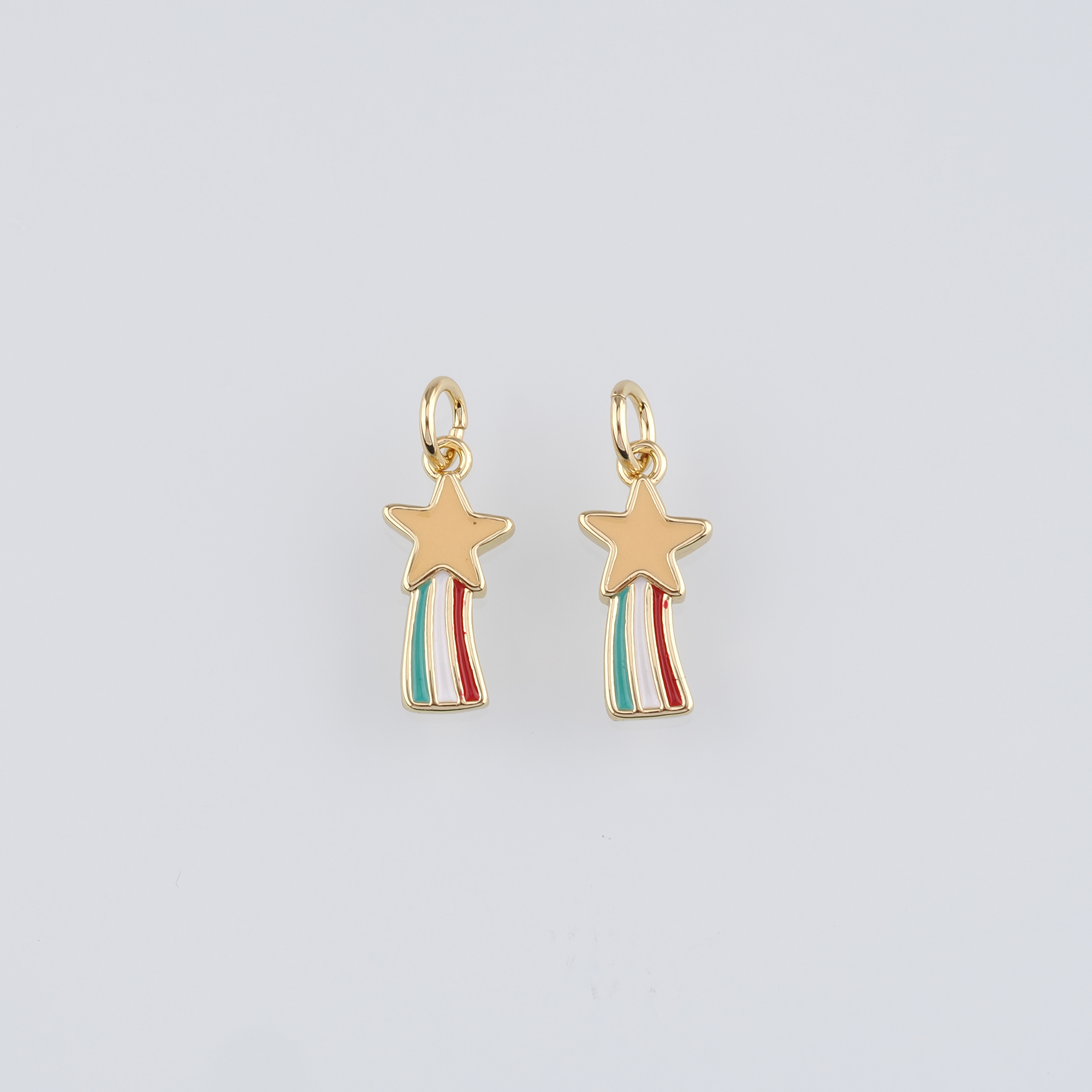 18K Gold Filled Shooting Star Pendant,Enamel Star Charm Earrings Necklace for DIY Jewelry Making Supply