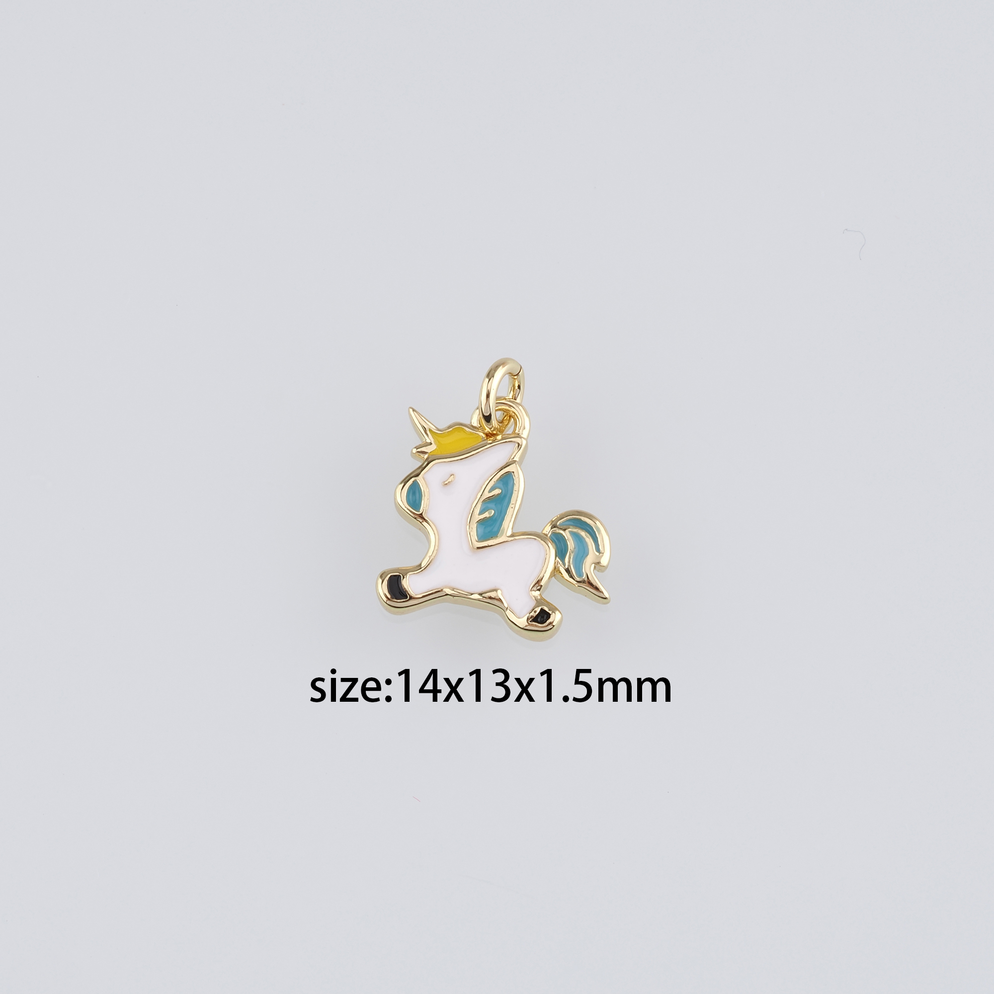 18K Gold Filled Unicorn Pendant,Enamel Unicorn Charm Earrings Necklace for DIY Jewelry Making Supply