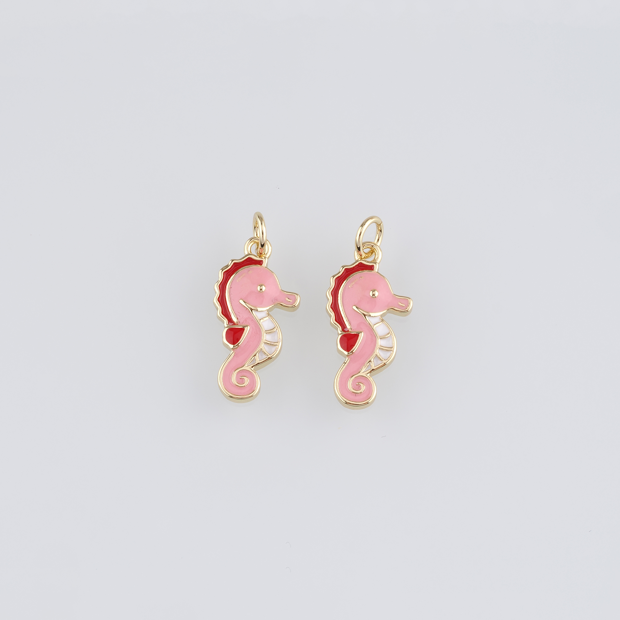 18K Gold Filled Seahorse Pendant,Enamel Seahorse Charm Earrings Necklace for DIY Jewelry Making Supply