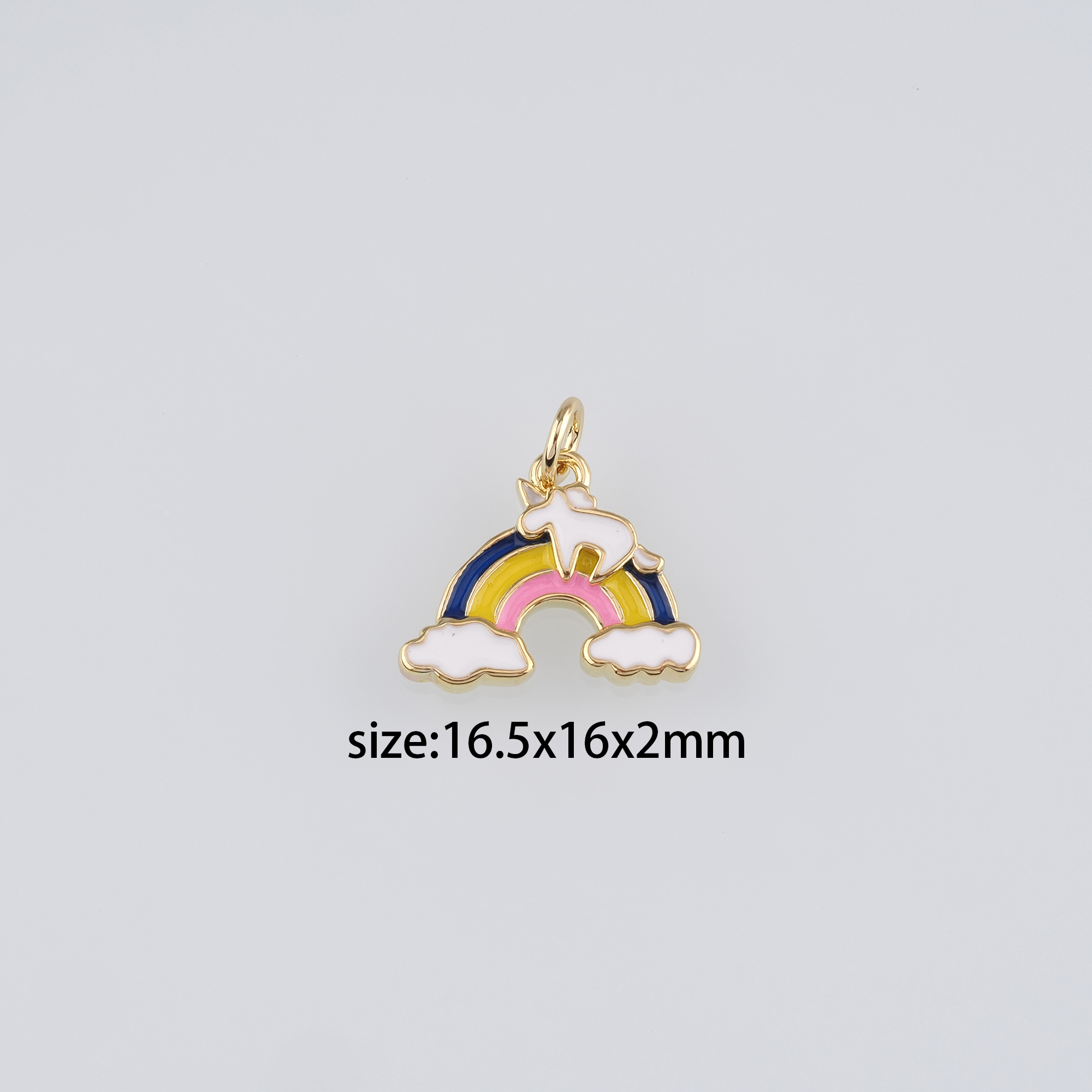 18K Gold Filled Rainbow Pendant,Enamel Rainbow Charm Earrings Necklace for DIY Jewelry Making Supply