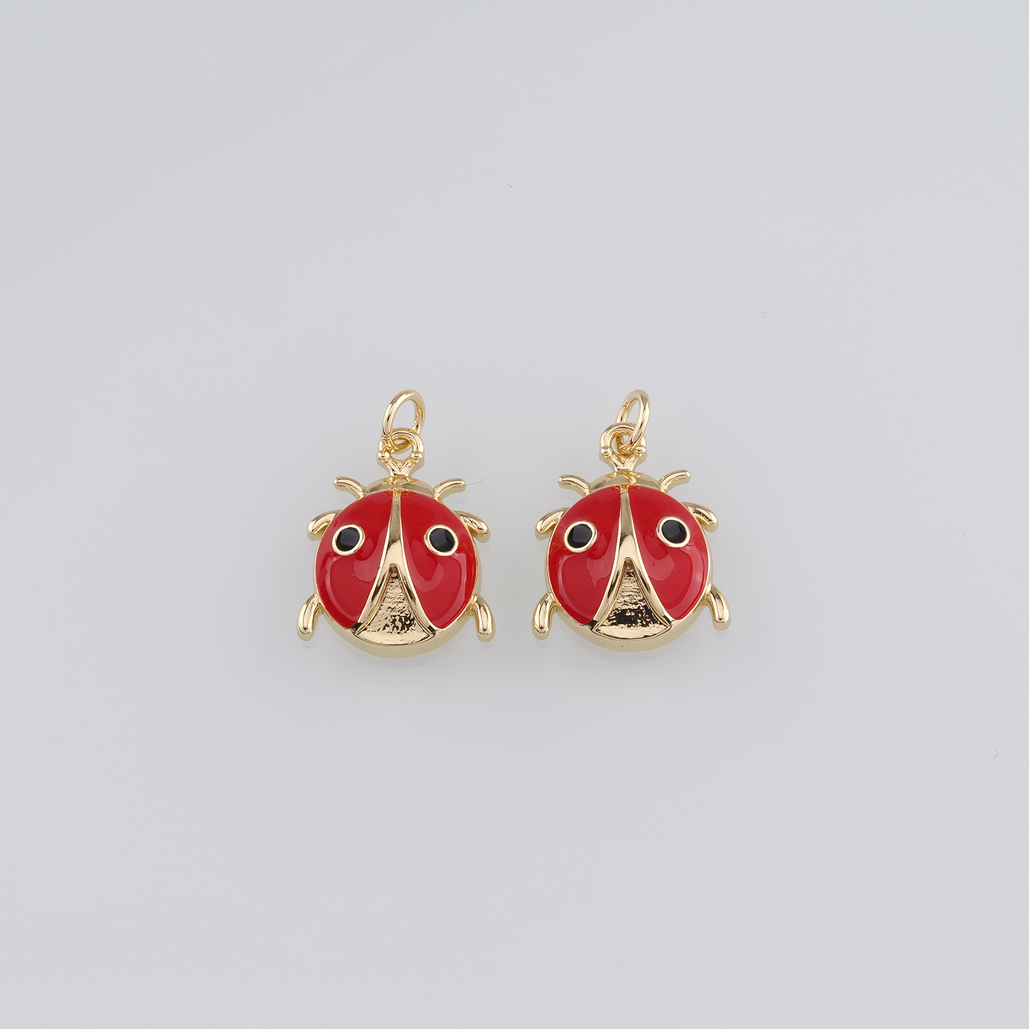 18K Gold Filled Ladybug Pendant,Enamel Insect Charm Earrings Necklace for DIY Jewelry Making Supply