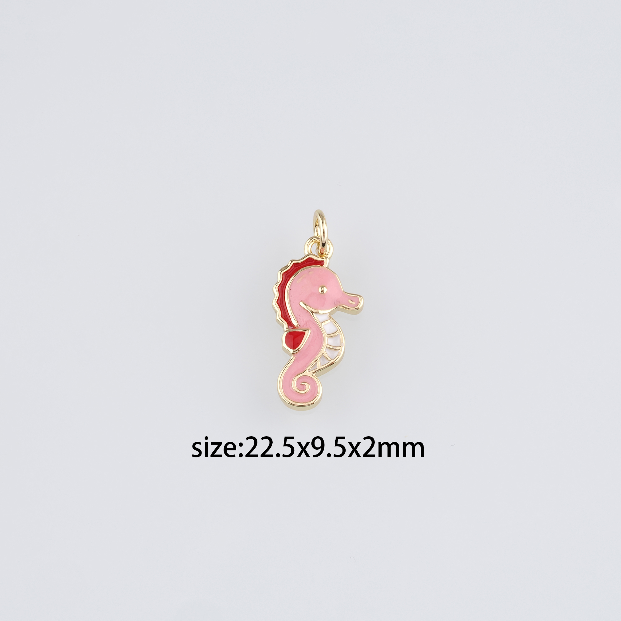 18K Gold Filled Seahorse Pendant,Enamel Seahorse Charm Earrings Necklace for DIY Jewelry Making Supply
