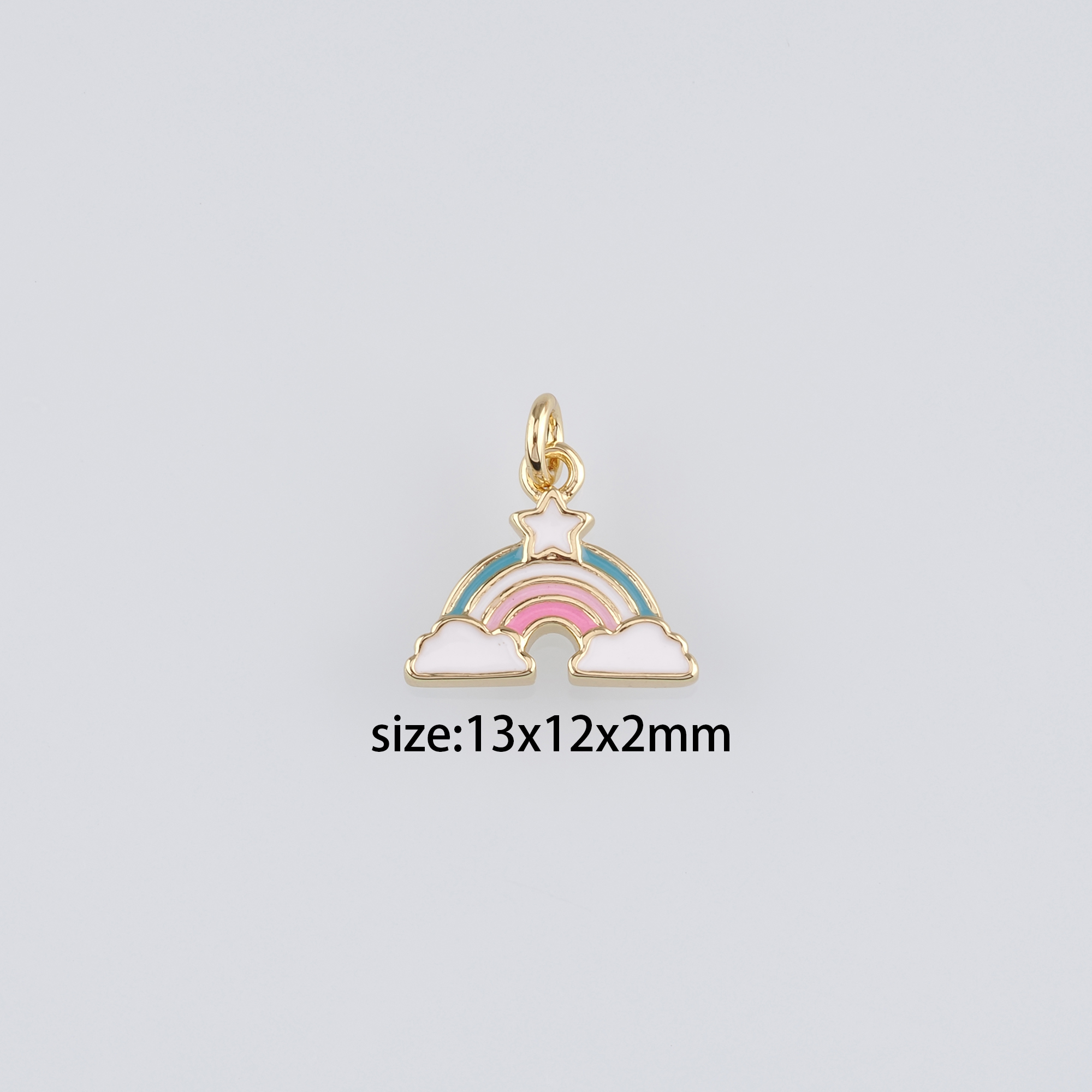 18K Gold Filled Rainbow Pendant,Enamel Rainbow Charm Earrings Necklace for DIY Jewelry Making Supply