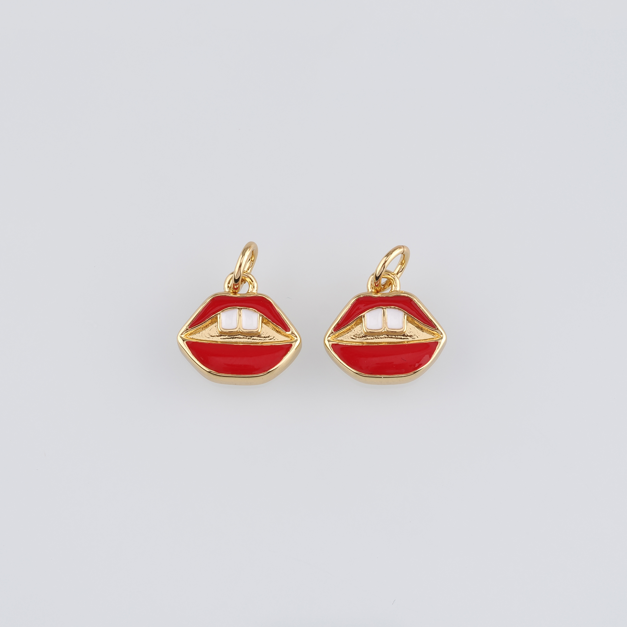 18K Gold Filled Lip Pendant,Enamel Lip Charm Earrings Necklace for DIY Jewelry Making Supply