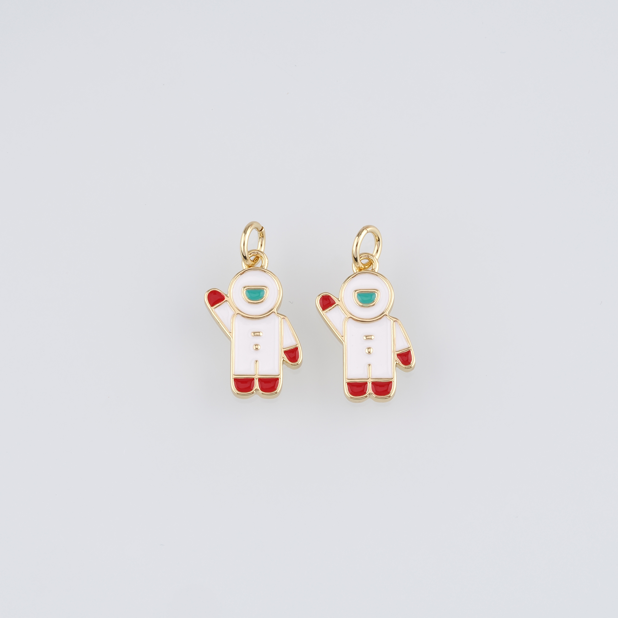 18K Gold Filled Astronaut Pendant,Enamel Astronaut Charm Earrings Necklace for DIY Jewelry Making Supply