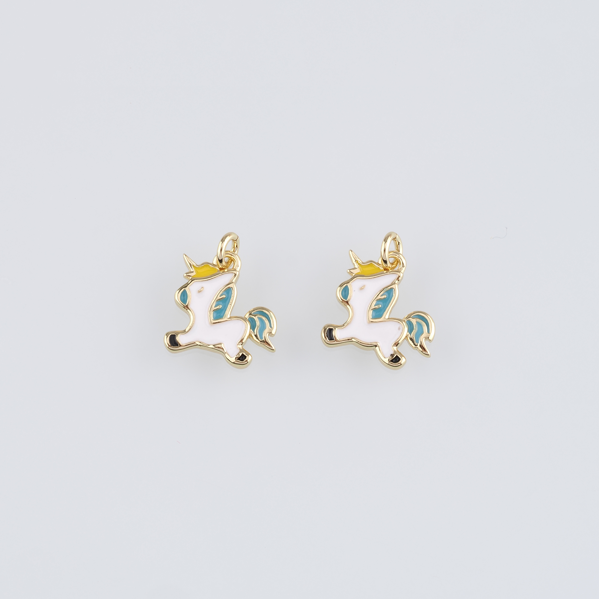 18K Gold Filled Unicorn Pendant,Enamel Unicorn Charm Earrings Necklace for DIY Jewelry Making Supply