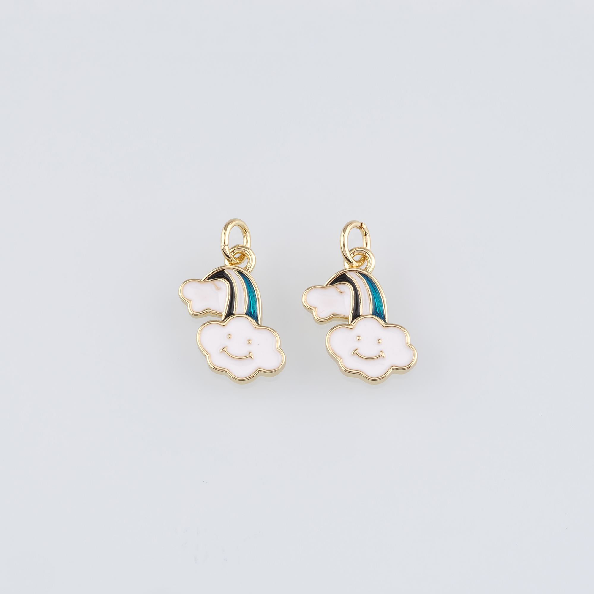 18K Gold Filled Cloud Pendant,Enamel Cloud Charm Earrings Necklace for DIY Jewelry Making Supply