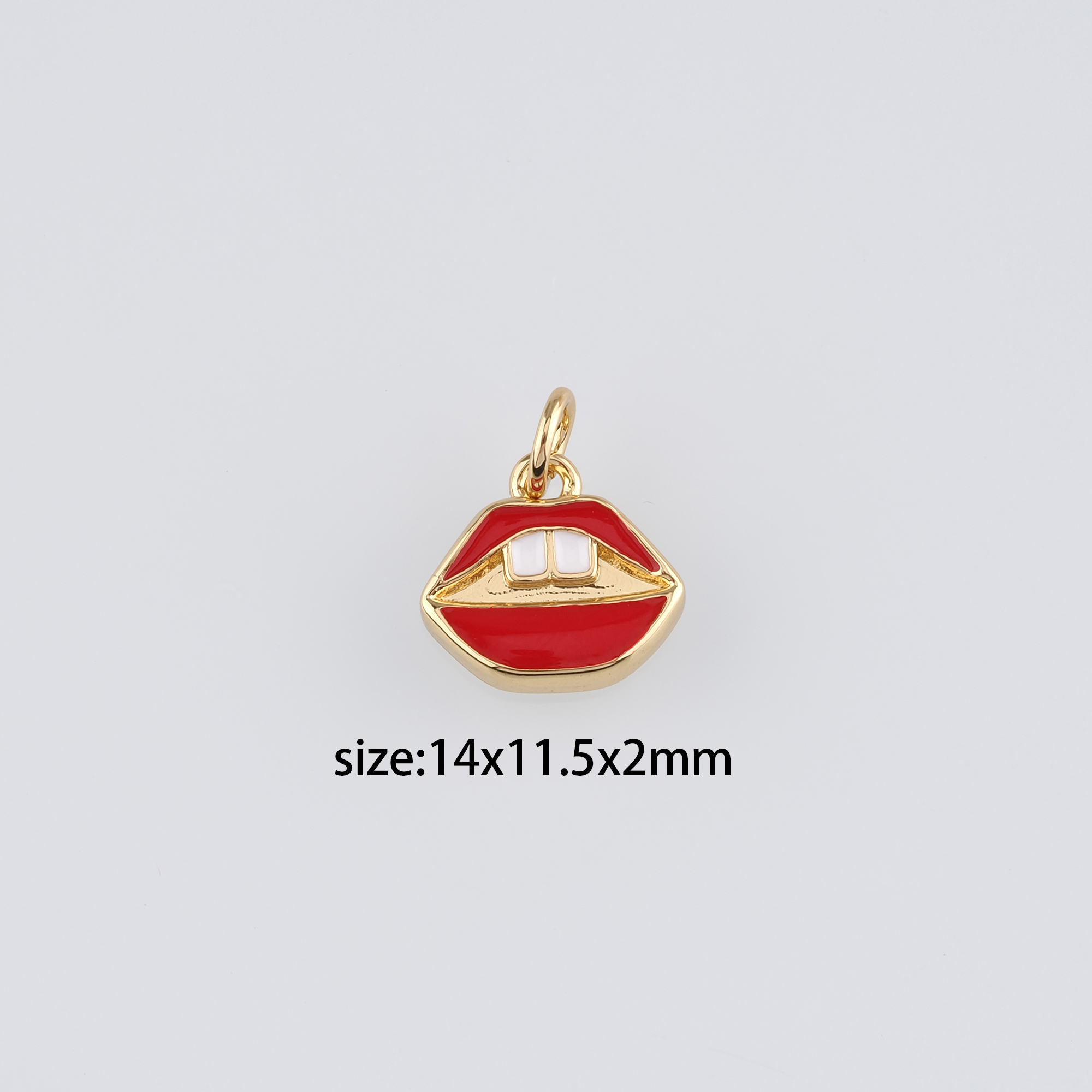 18K Gold Filled Lip Pendant,Enamel Lip Charm Earrings Necklace for DIY Jewelry Making Supply