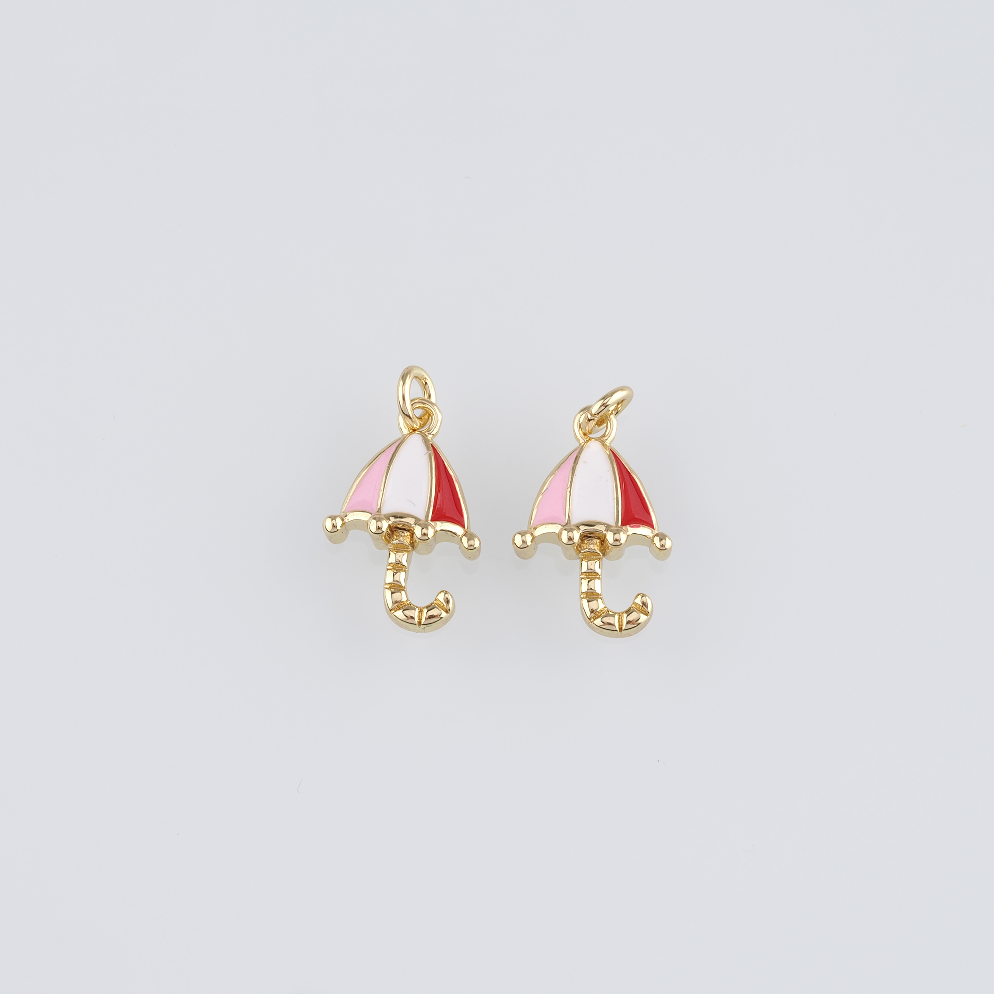 18K Gold Filled Umbrella Pendant,Enamel Umbrella Charm Earrings Necklace for DIY Jewelry Making Supply