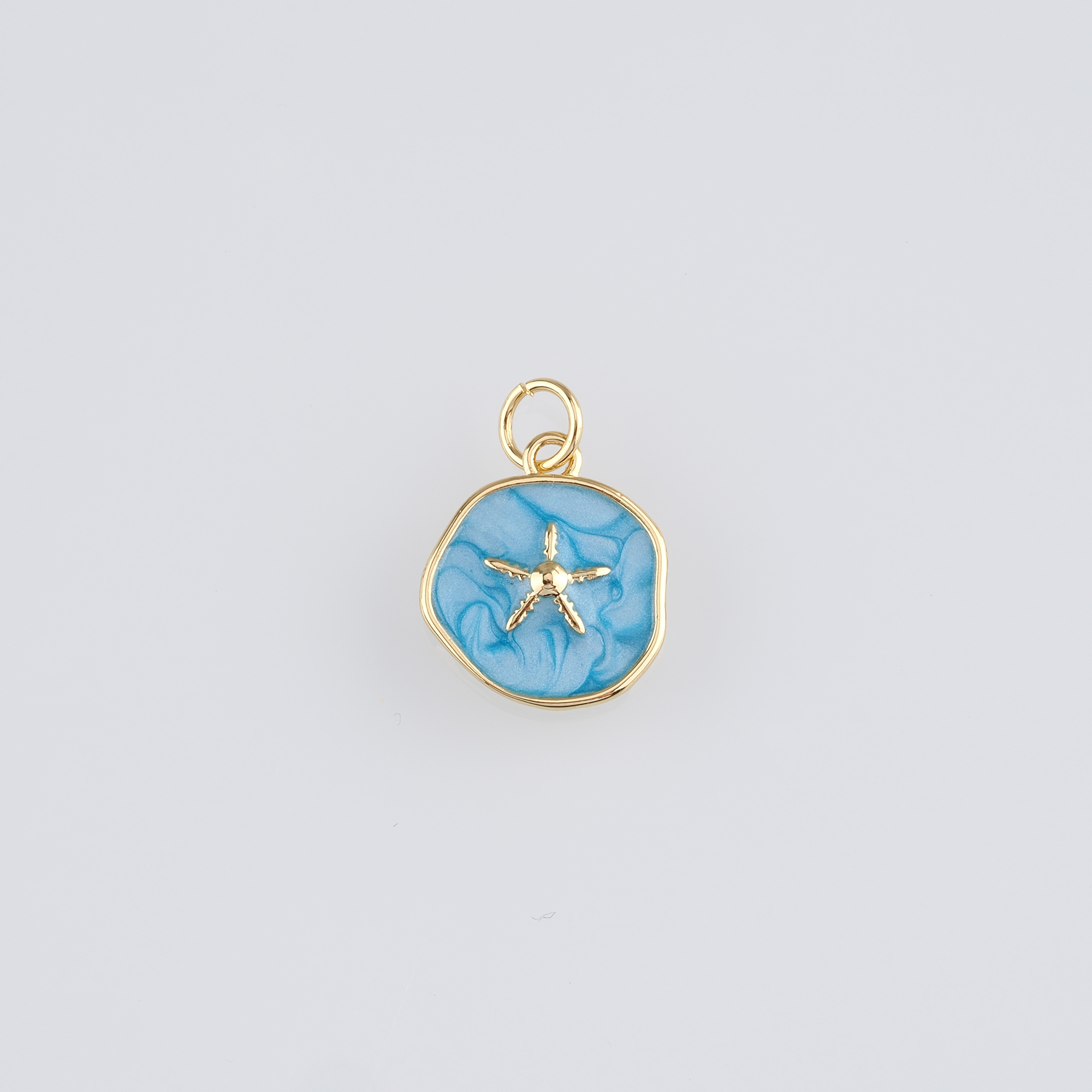 18K Gold Filled Starfish Pendant,Enamel Starfish Charm Earrings Necklace for DIY Jewelry Making Supply