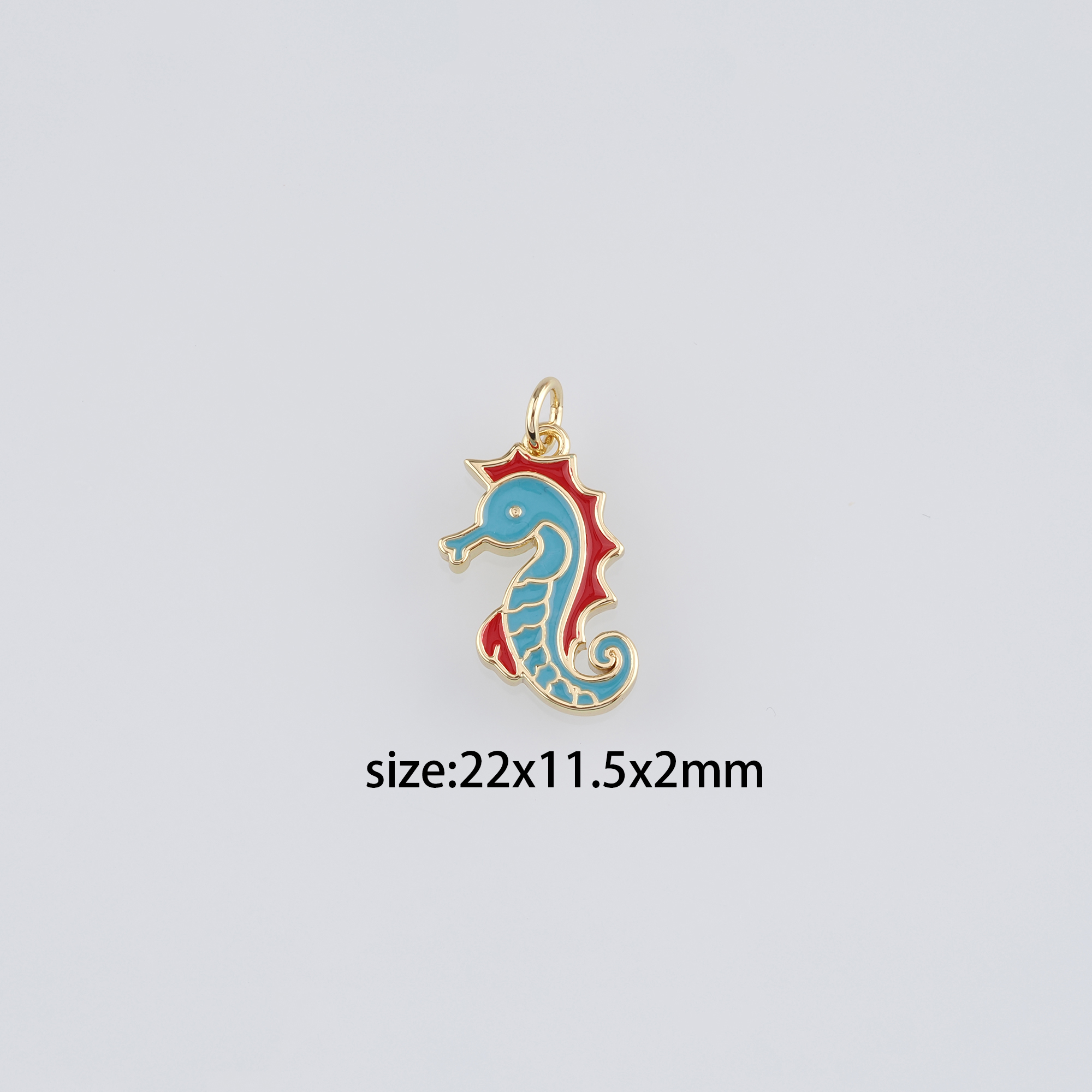 18K Gold Filled Seahorse Pendant,Enamel Seahorse Charm Earrings Necklace for DIY Jewelry Making Supply