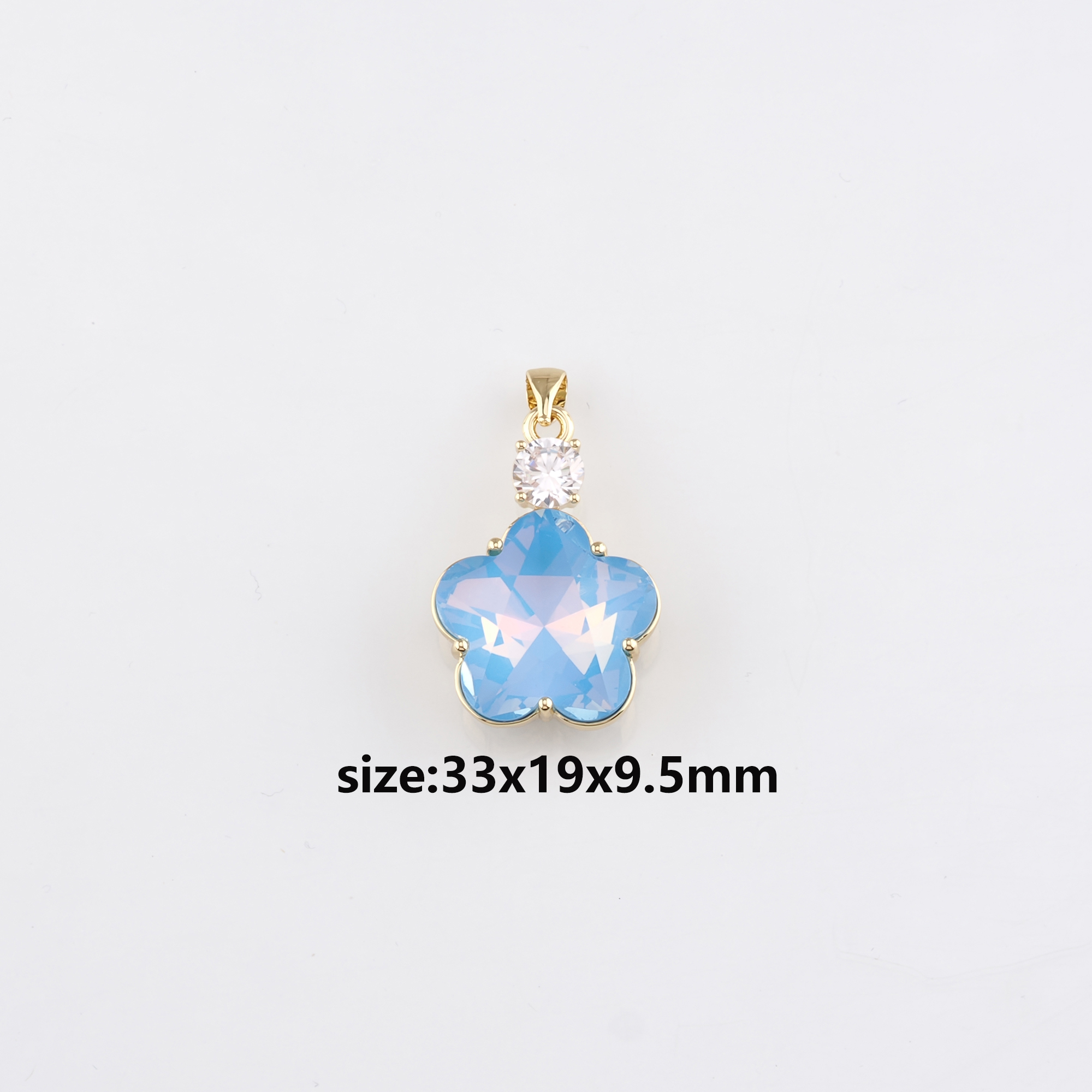 18K Gold Filled Flower Pendant,Crystal Flower Charm Earrings Necklace for DIY Jewelry Making Supply