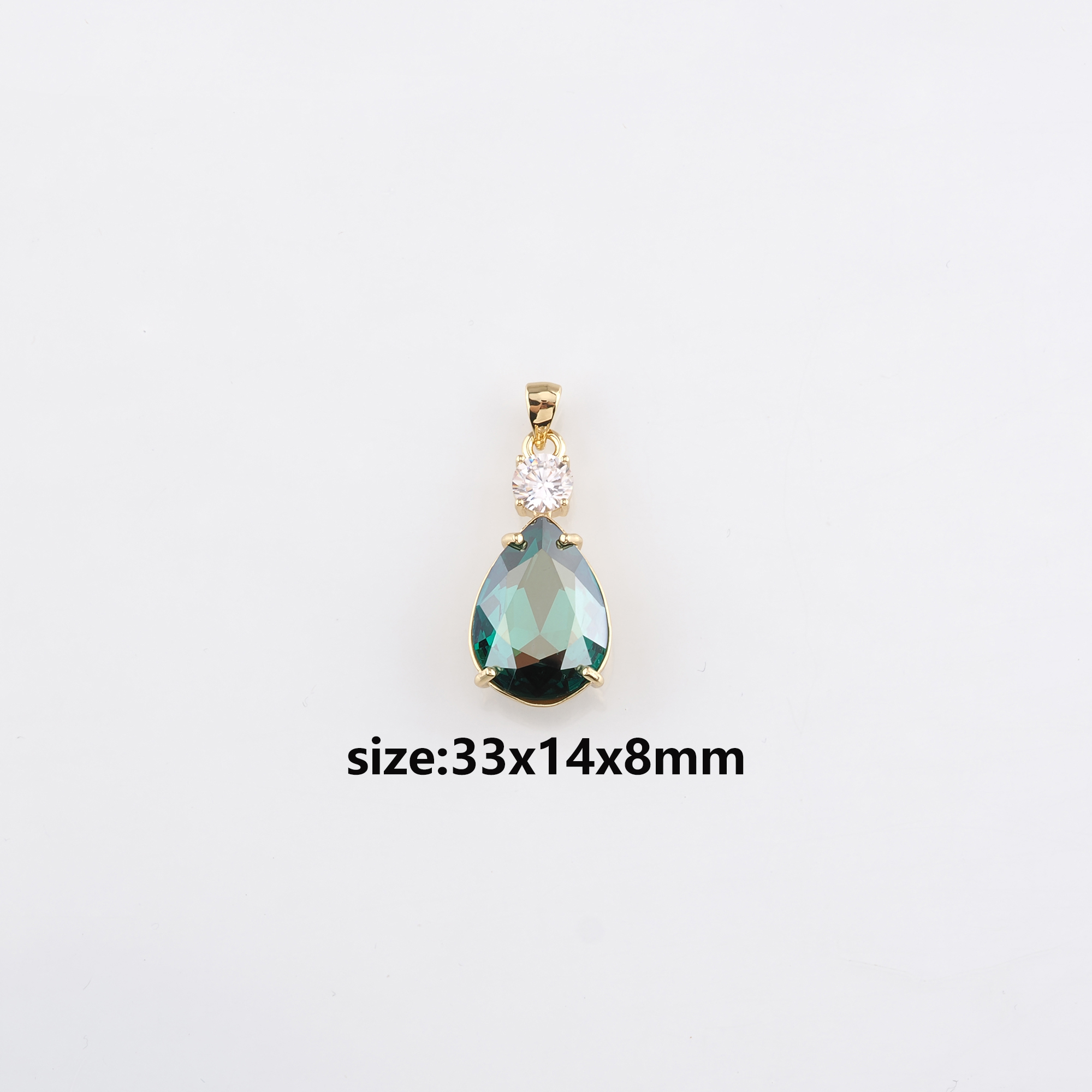 18K Gold Filled Teardrop Pendant,Crystal Water Drop Charm Earrings Necklace for DIY Jewelry Making Supply