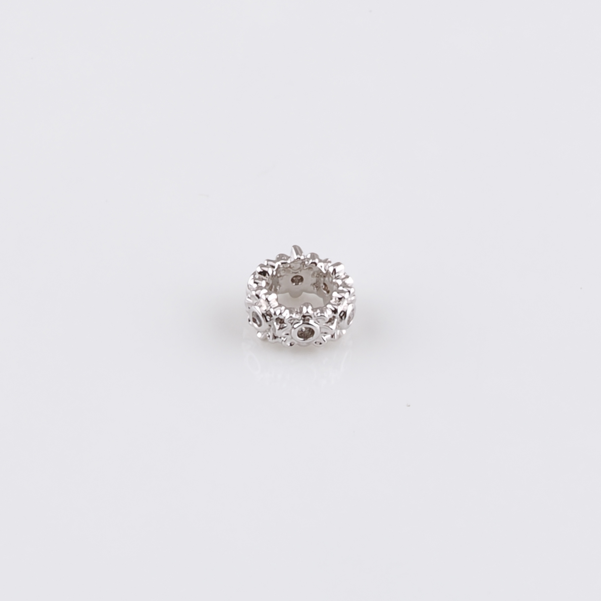 18K Gold Filled Flat Spacer Beads,CZ Micro Pave Flat Bead for Bracelet Jewelry Necklace Making Supply