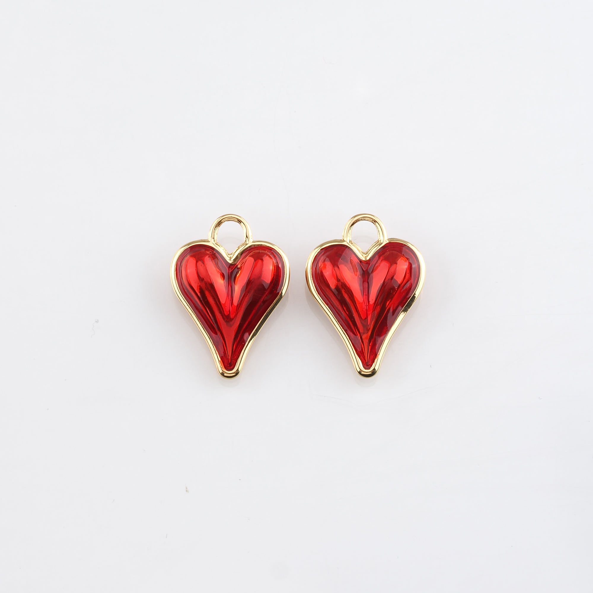 18K Gold Filled Heart Pendant,Enamel Heart Charm Earrings Necklace for DIY Jewelry Making Supply