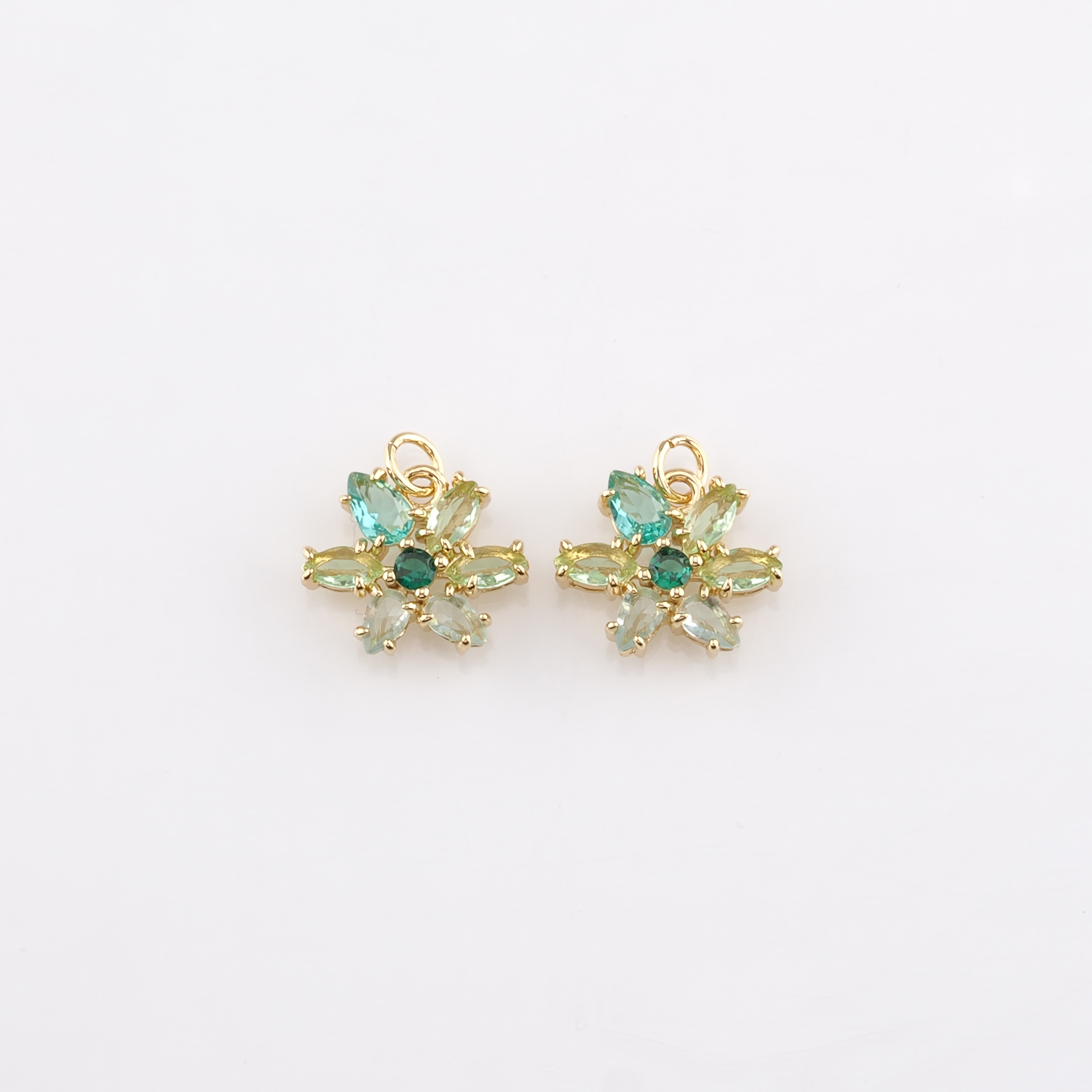 18K Gold Filled Flower Pendant,CZ Micro Pave Flower Charm Earrings Necklace for DIY Jewelry Making Supply