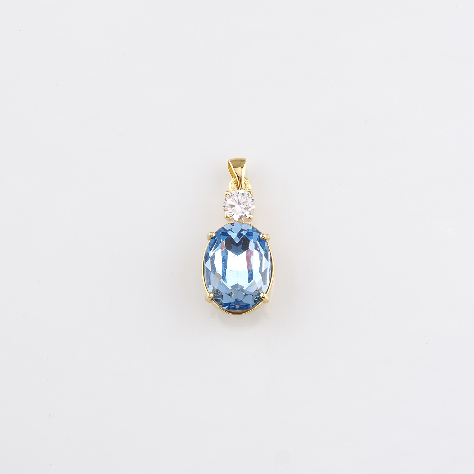 18K Gold Filled Oval Pendant,Crystal Oval Charm Earrings Necklace for DIY Jewelry Making Supply