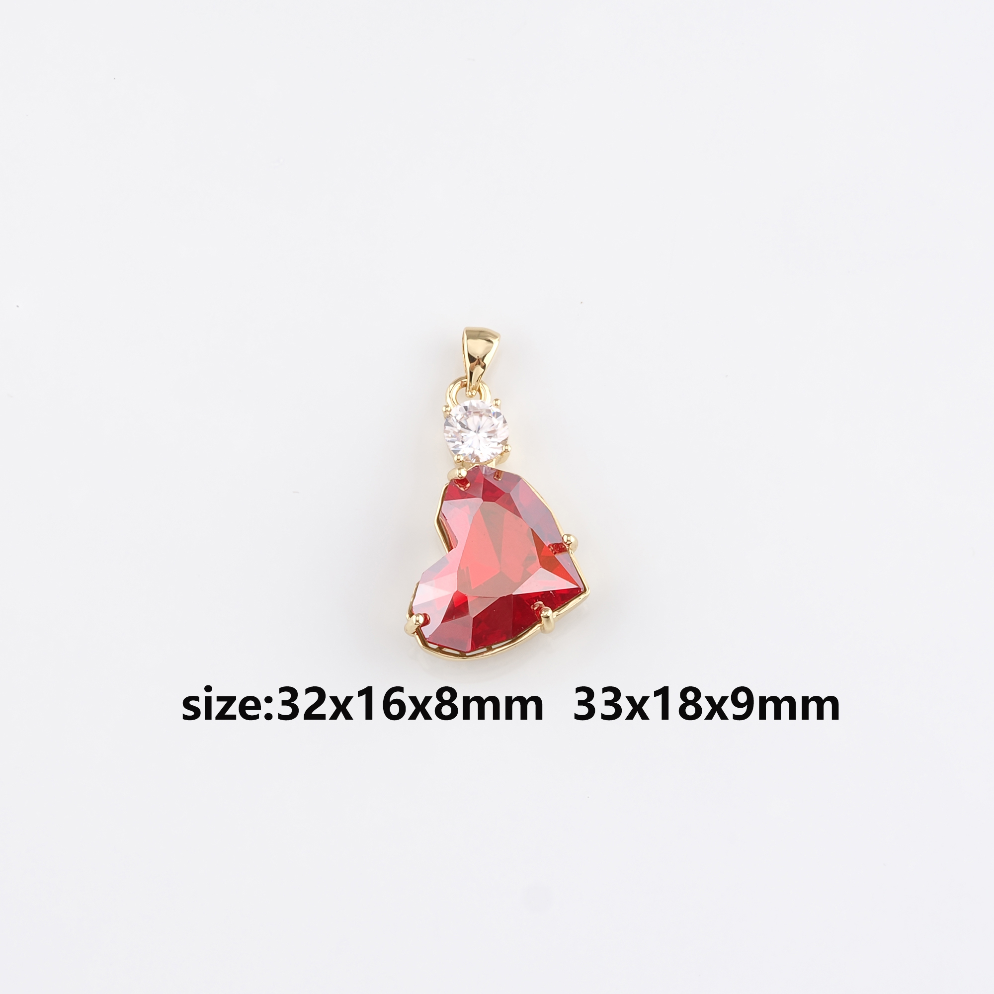 18K Gold Filled Heart Pendant,Crystal Heart Charm Earrings Necklace for DIY Jewelry Making Supply