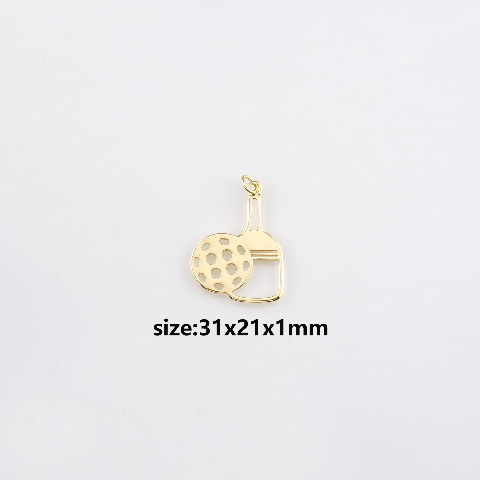 18K Gold Filled Tennis Racket Pendant,Dainty Racket Charm Earrings Necklace for DIY Jewelry Making Supply