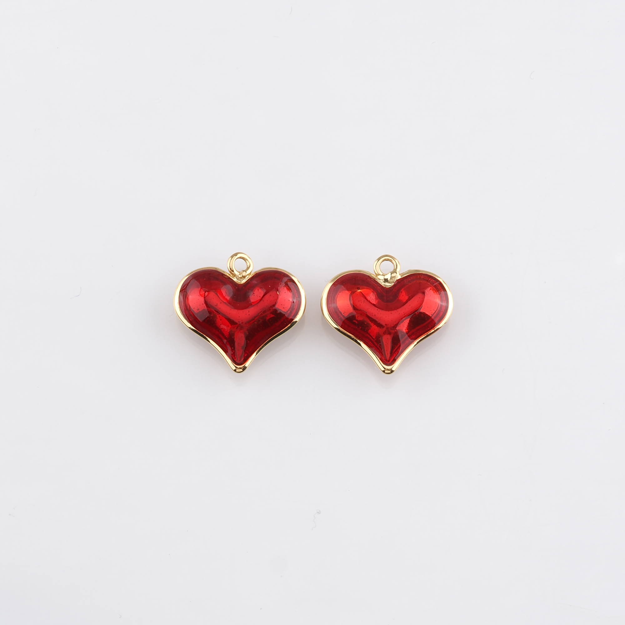 18K Gold Filled Heart Pendant,Enamel Heart Charm Earrings Necklace for DIY Jewelry Making Supply