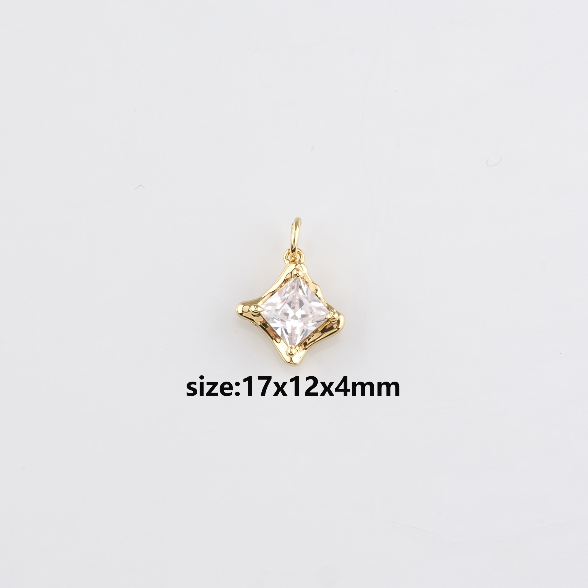 18K Gold Filled Rhombus Pendant,CZ Micro Pave Rhombus Charm Earrings Necklace for DIY Jewelry Making Supply