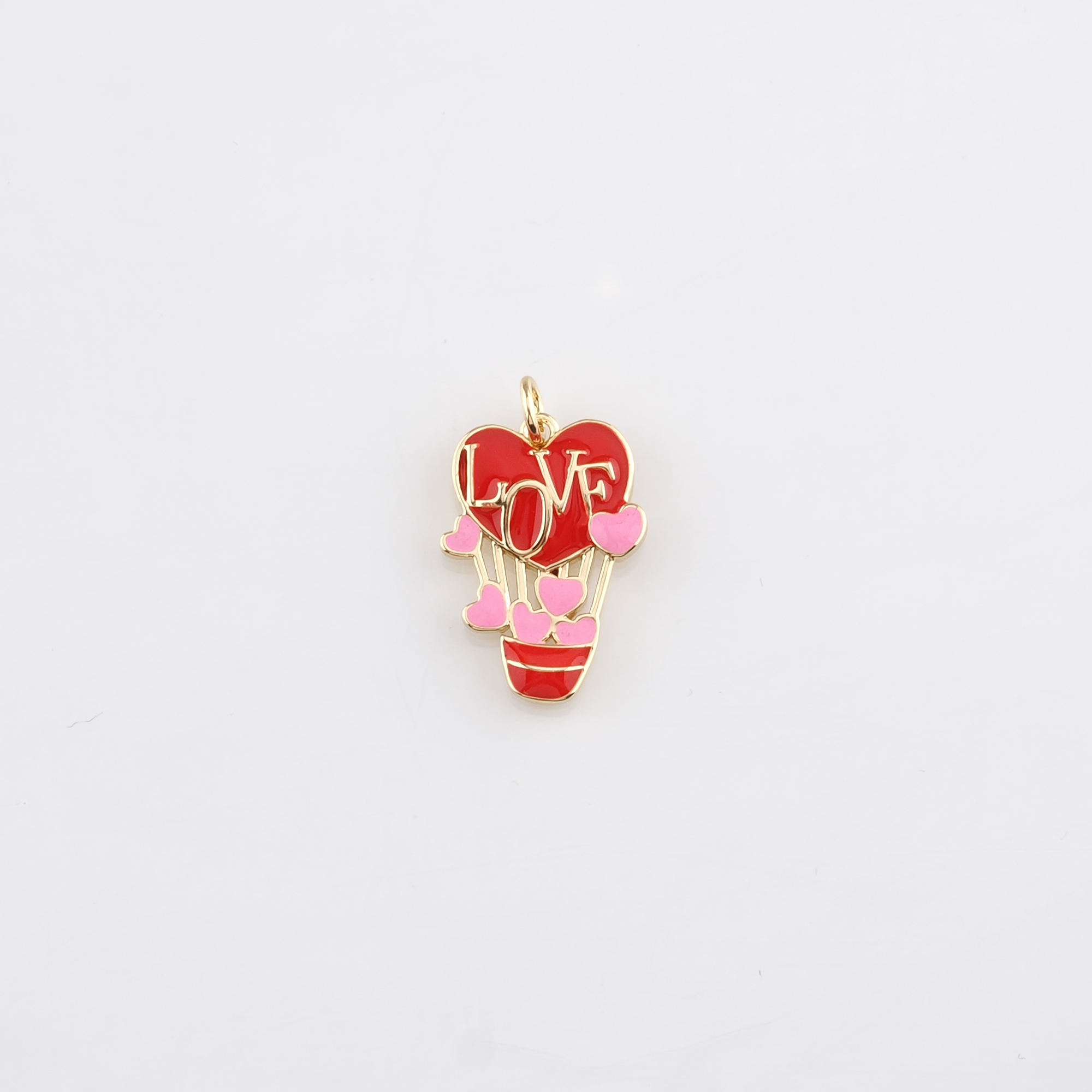 18K Gold Filled Heart Balloon Pendant,Enamel Balloon Charm Earrings Necklace for DIY Jewelry Making Supply