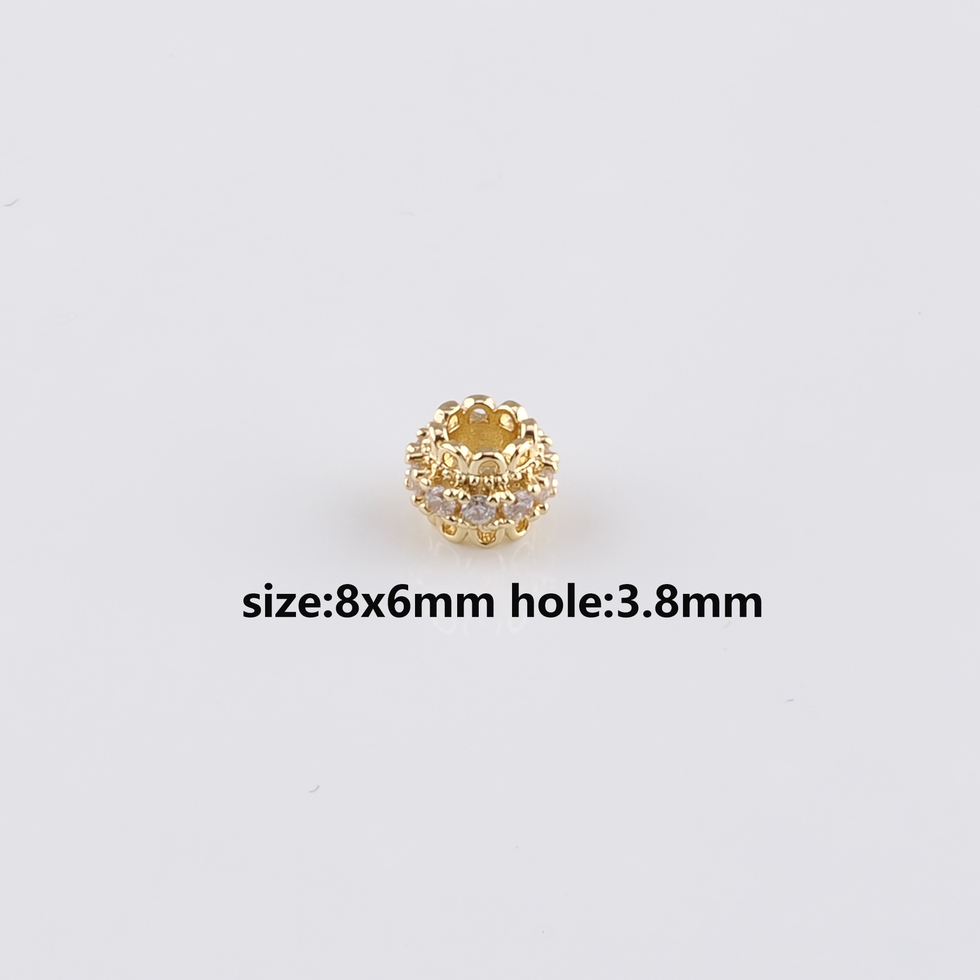 18K Gold Filled Barrel Spacer Beads,CZ Micro Pave Barrel Beads for Bracelet Jewelry Necklace Making Supply