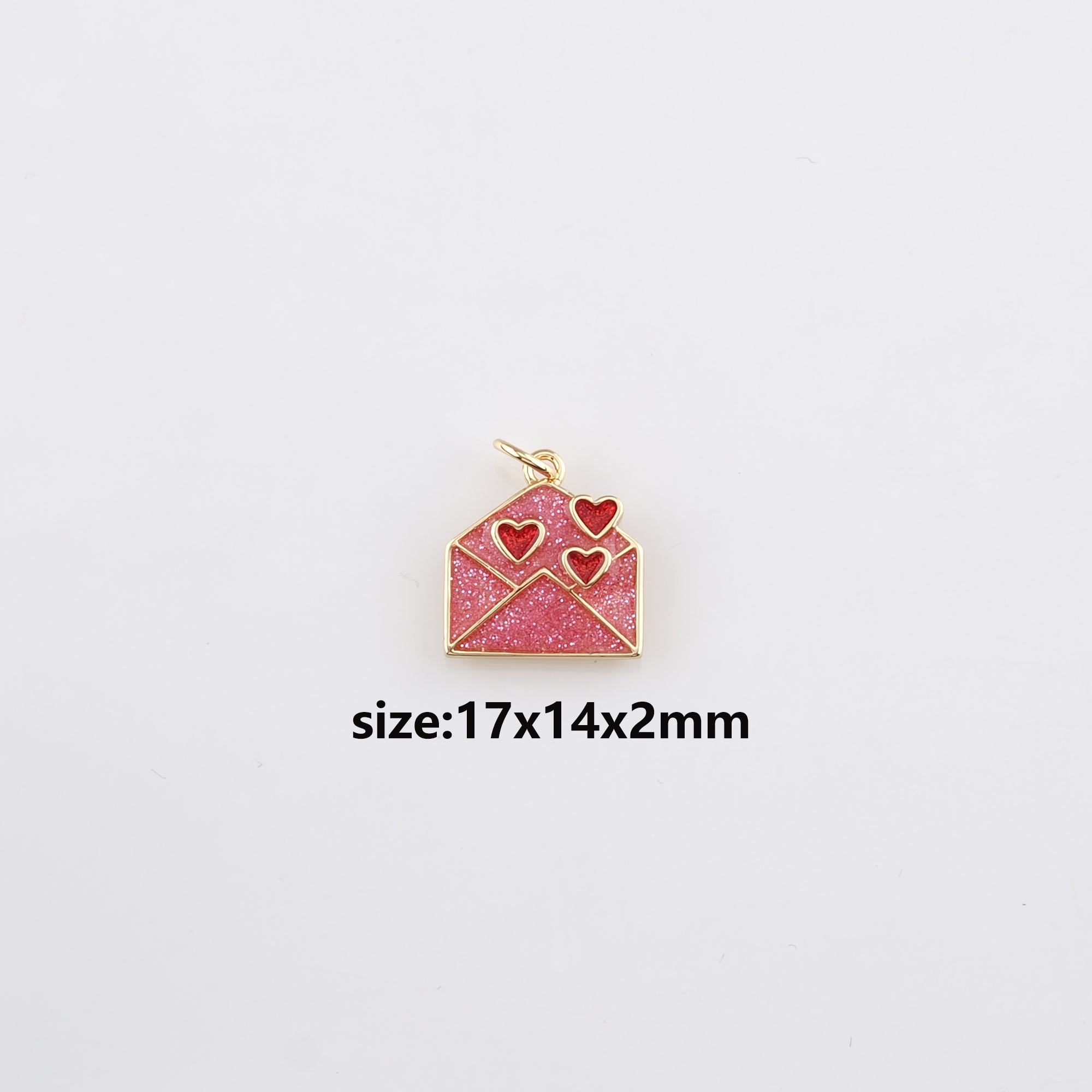 18K Gold Filled Envelope Pendant,Enamel Envelope Charm Earrings Necklace for DIY Jewelry Making Supply