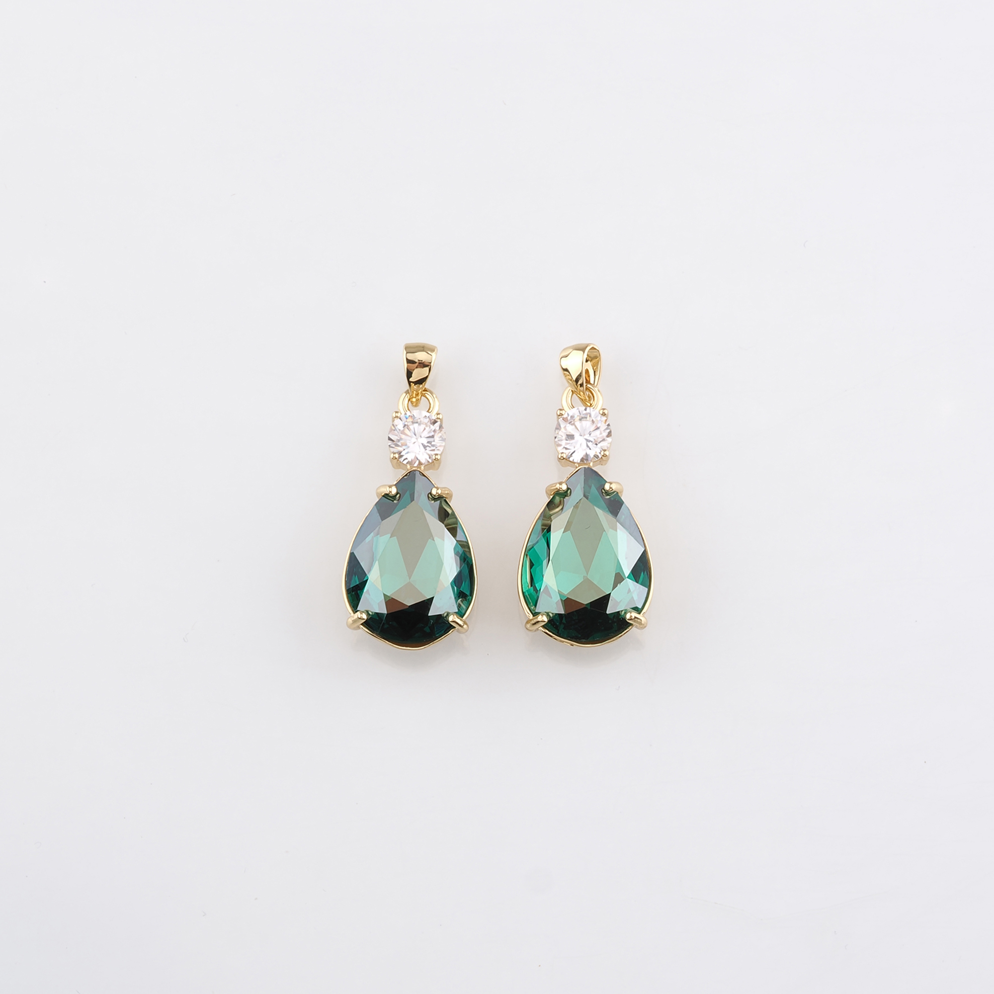 18K Gold Filled Teardrop Pendant,Crystal Water Drop Charm Earrings Necklace for DIY Jewelry Making Supply