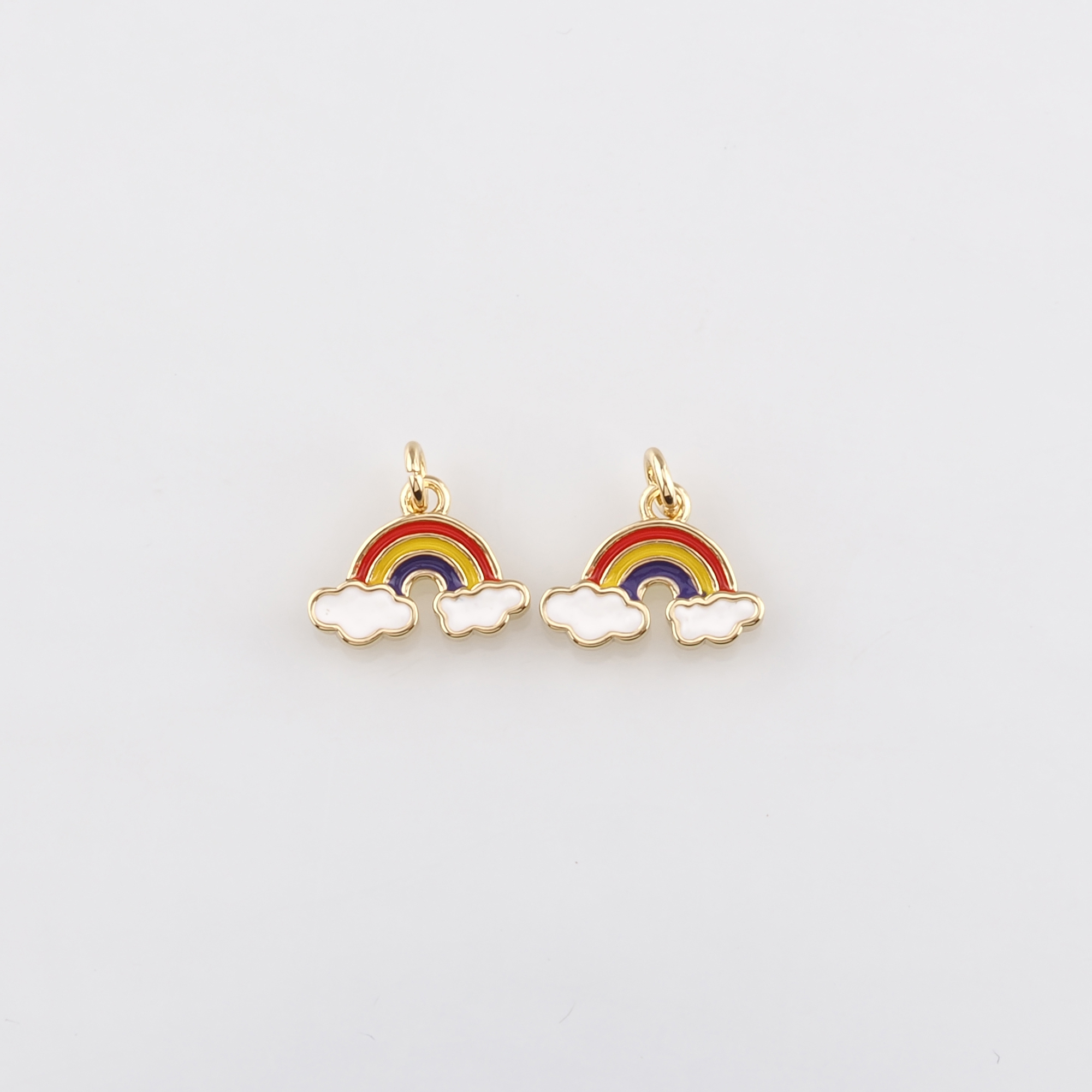 18K Gold Filled Rainbow Pendant,Enamel Rainbow Charm Earrings Necklace for DIY Jewelry Making Supply