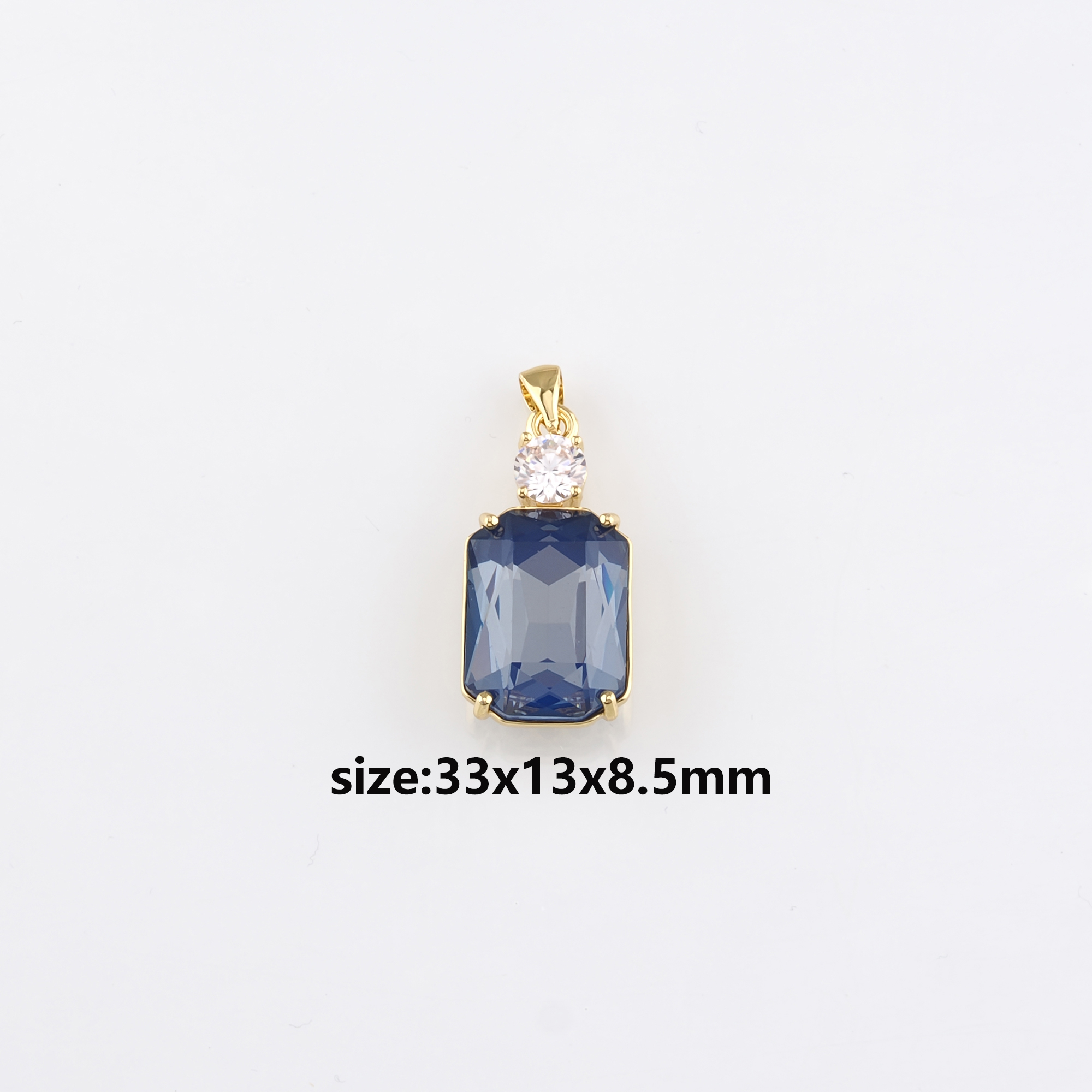 18K Gold Filled Rectangle Pendant,Crystal Rectangle Charm Earrings Necklace for DIY Jewelry Making Supply