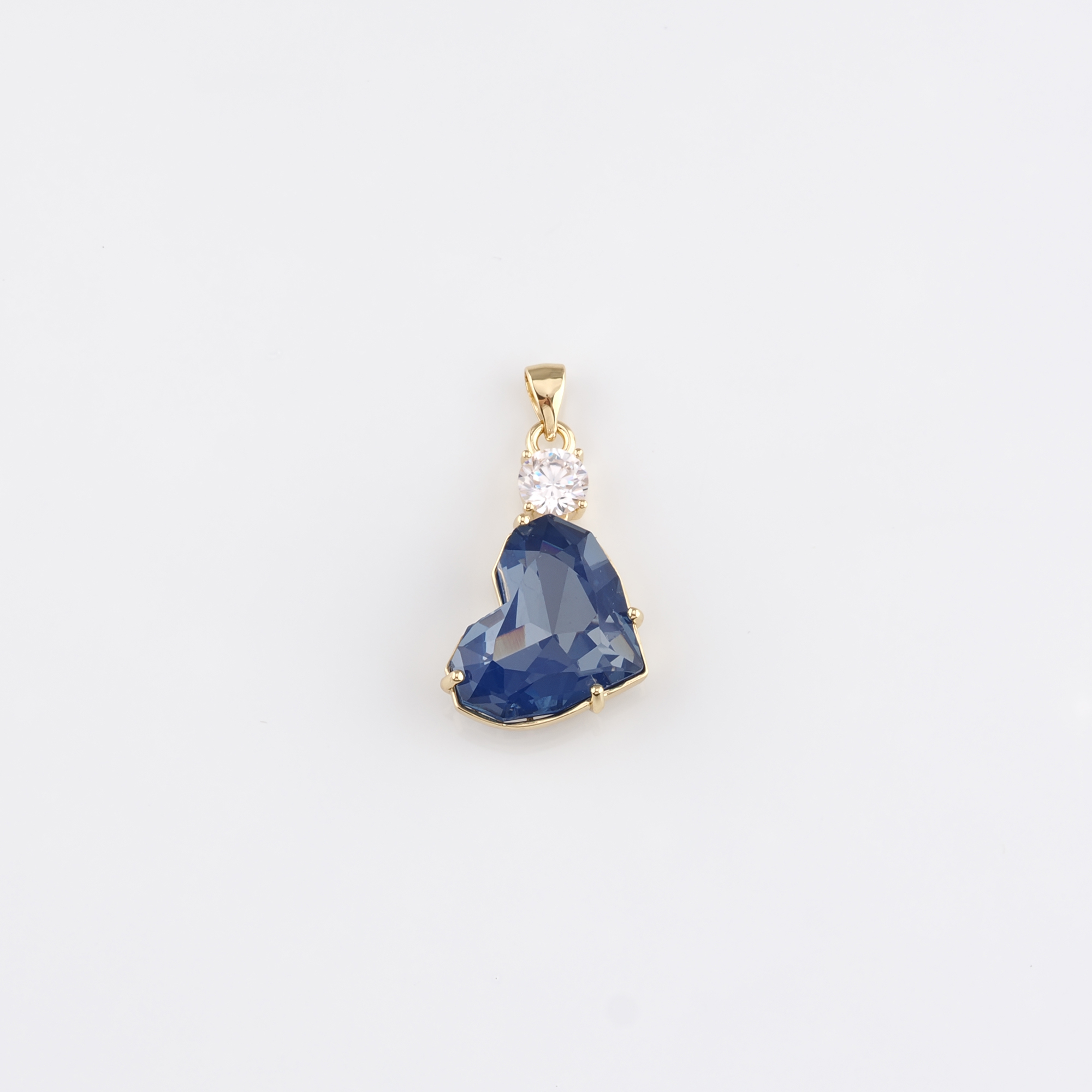 18K Gold Filled Heart Pendant,Crystal Heart Charm Earrings Necklace for DIY Jewelry Making Supply