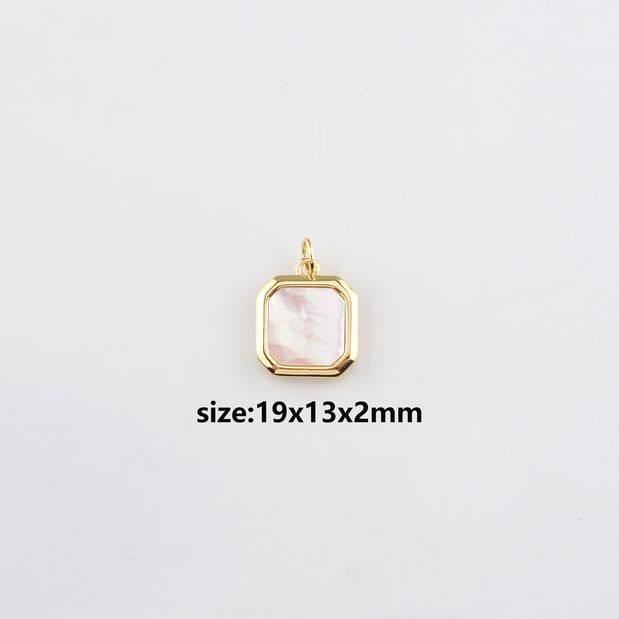 18K Gold Filled Square Pendant,Shell Square Charm Earrings Necklace for DIY Jewelry Making Supply