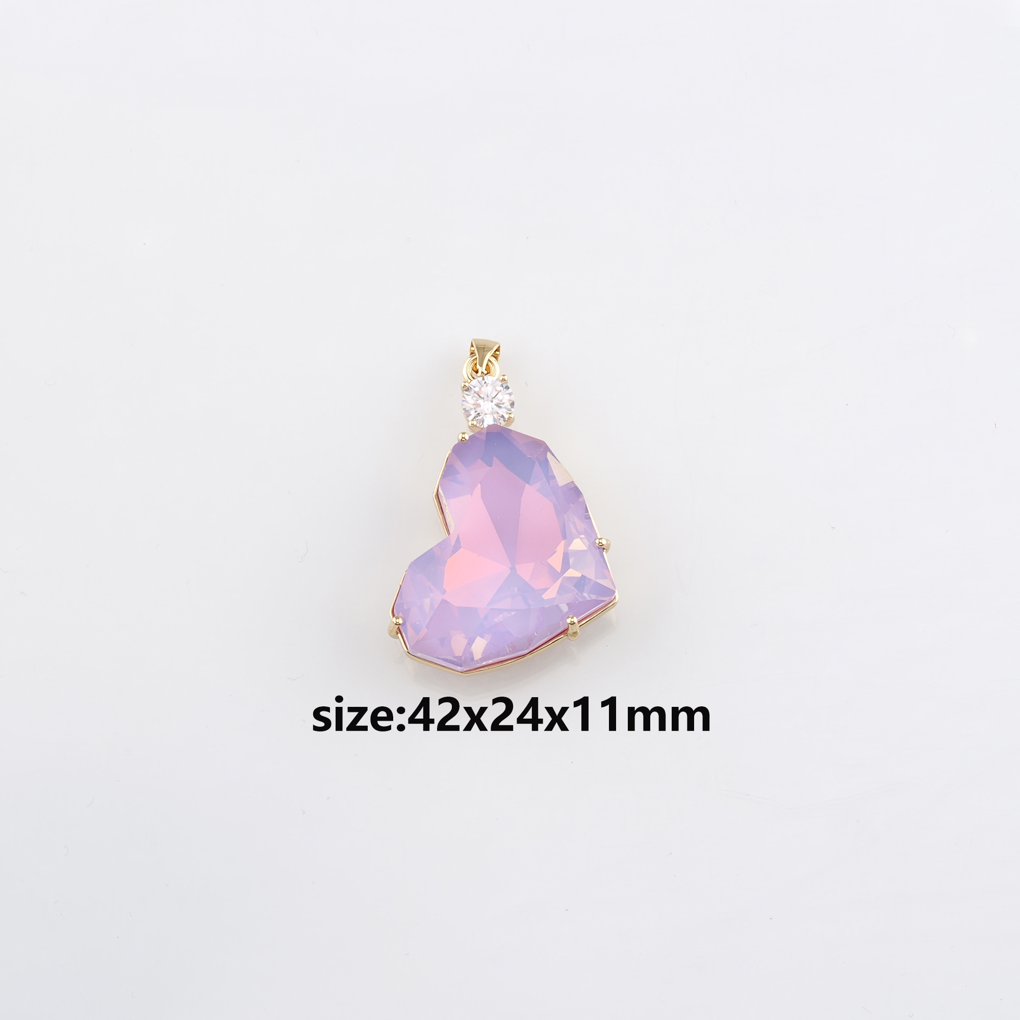 18K Gold Filled Heart Pendant,Crystal Heart Charm Earrings Necklace for DIY Jewelry Making Supply