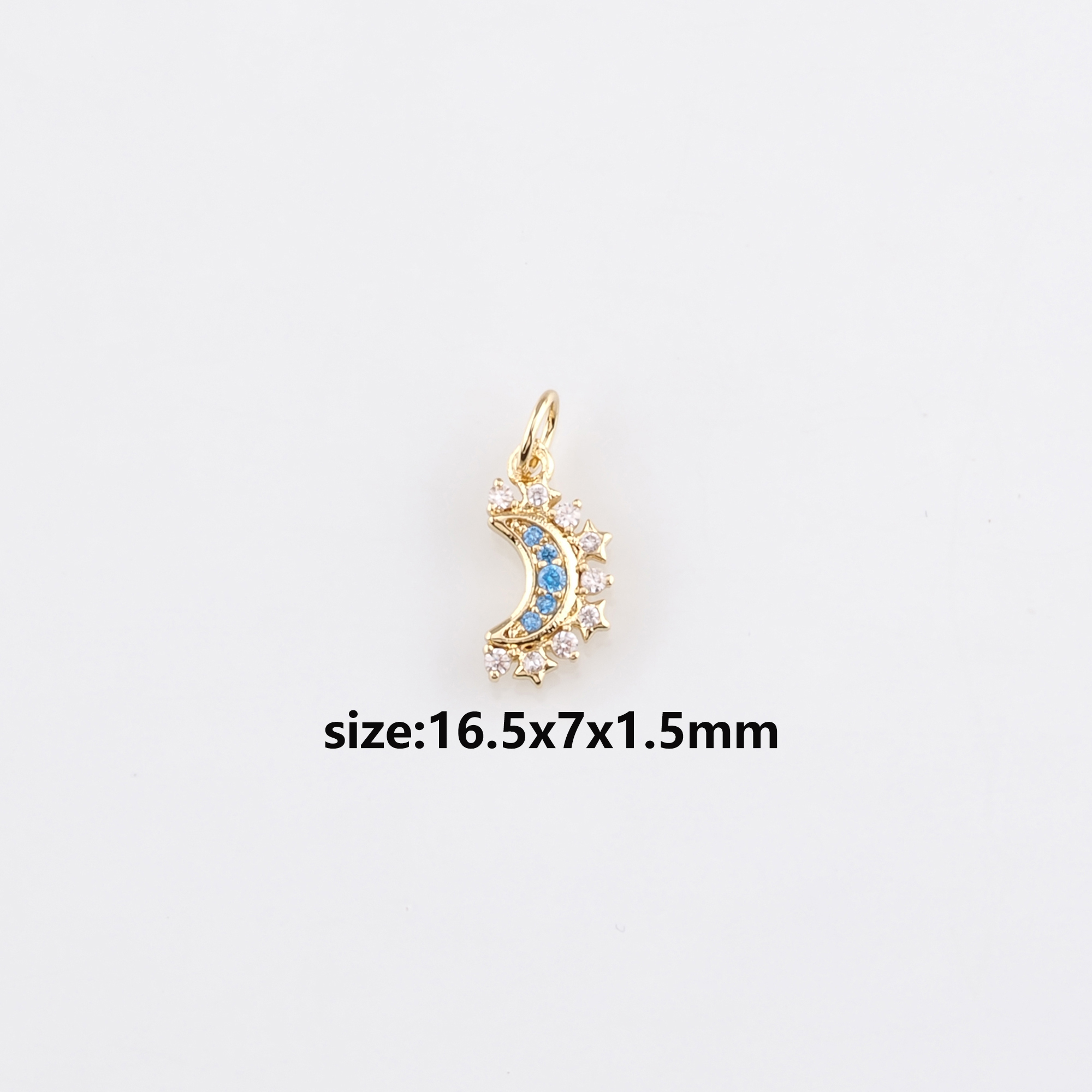 18K Gold Filled Moon Pendant,Celestial Charm,CZ Micro Pave Moon Earrings Necklace for DIY Jewelry Making Supply